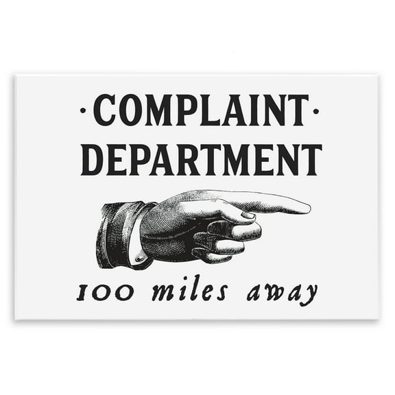 Stupell Industries Complaint Department Pointing Typography Painting Unframed Art Print Wall Art, 15 x 10