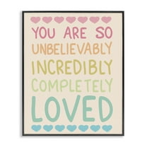 Stupell Industries Completely Loved with Hearts Quotes and Sayings Painting Black Framed Art Print Wall Art, 11 x 14