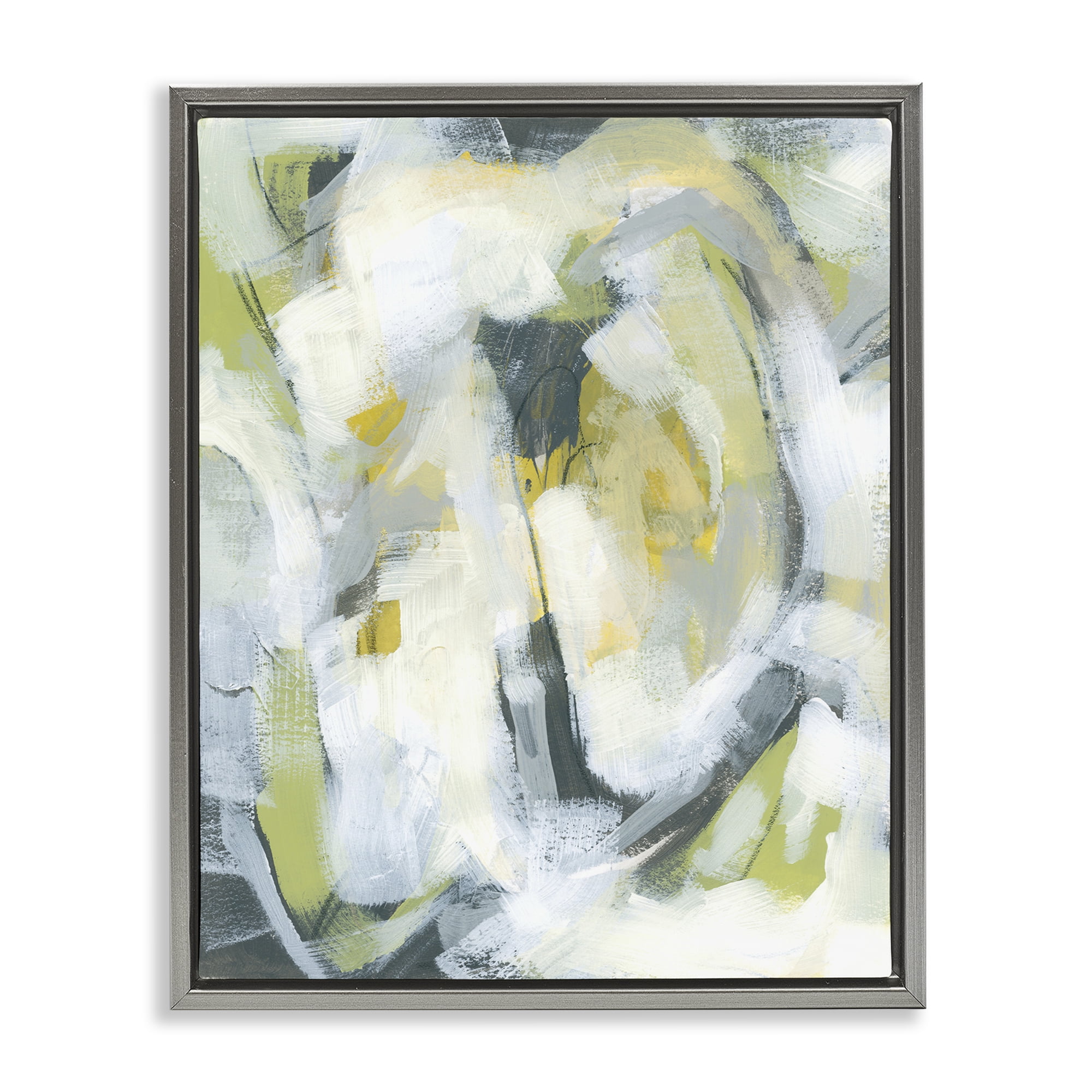 Stupell Industries Complex Abstract Distortion Abstract Painting Gray Floater Framed Canvas Art Print Wall Art, 17 x 21