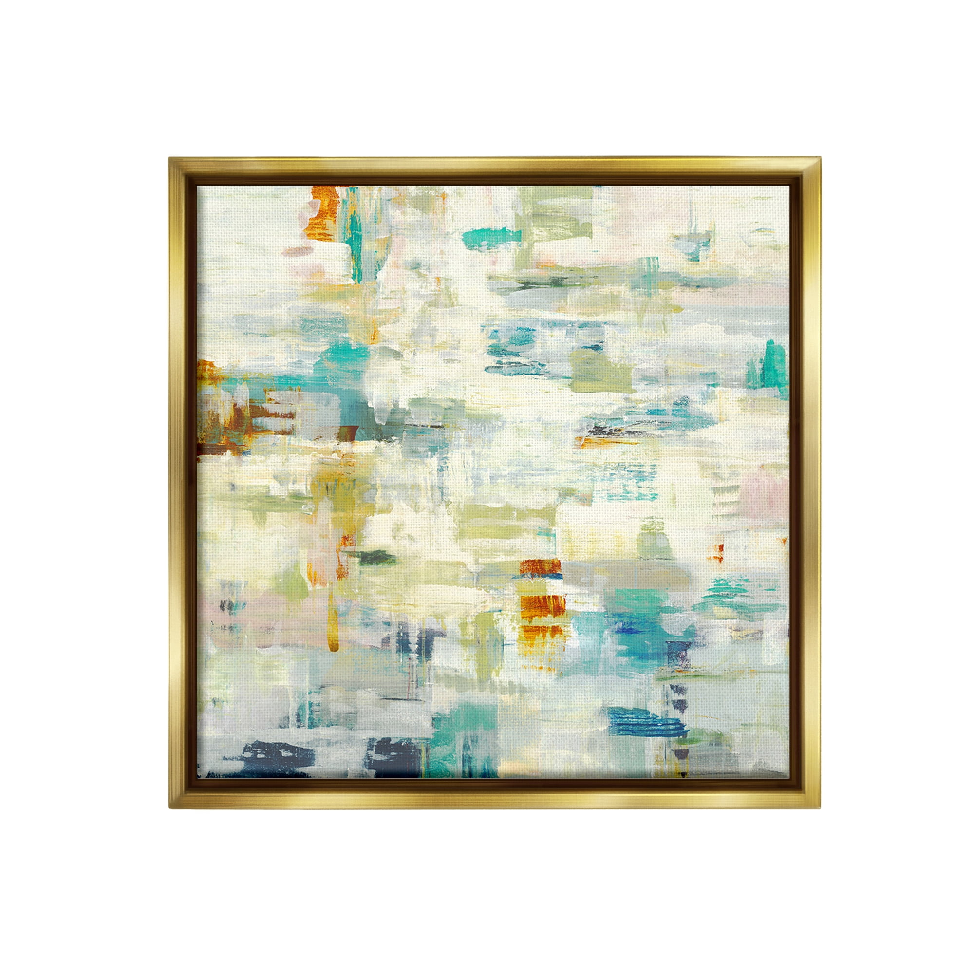 Stupell Industries Complex Abstract Pattern Abstract Painting Gold Floater Framed Canvas Art Print Wall Art, 18 x 18