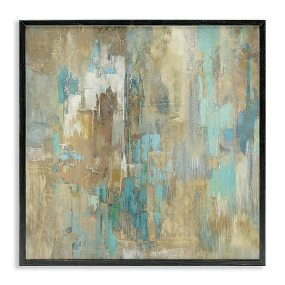 Stupell Industries Complex Abstract with Blue Abstract Painting Black Framed Art Print Wall Art, 12 x 12