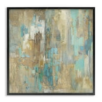 Stupell Industries Complex Abstract with Blue Abstract Painting Black Framed Art Print Wall Art, 12 x 12