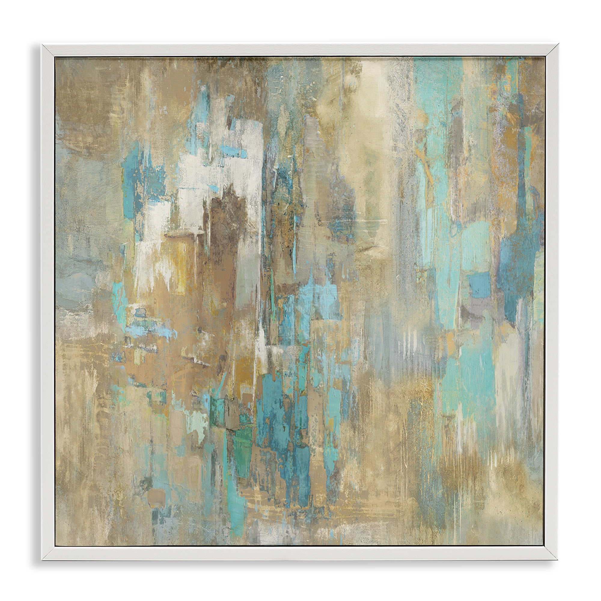 Stupell Industries Complex Abstract with Blue Abstract Painting White Framed Art Print Wall Art, 24 x 24