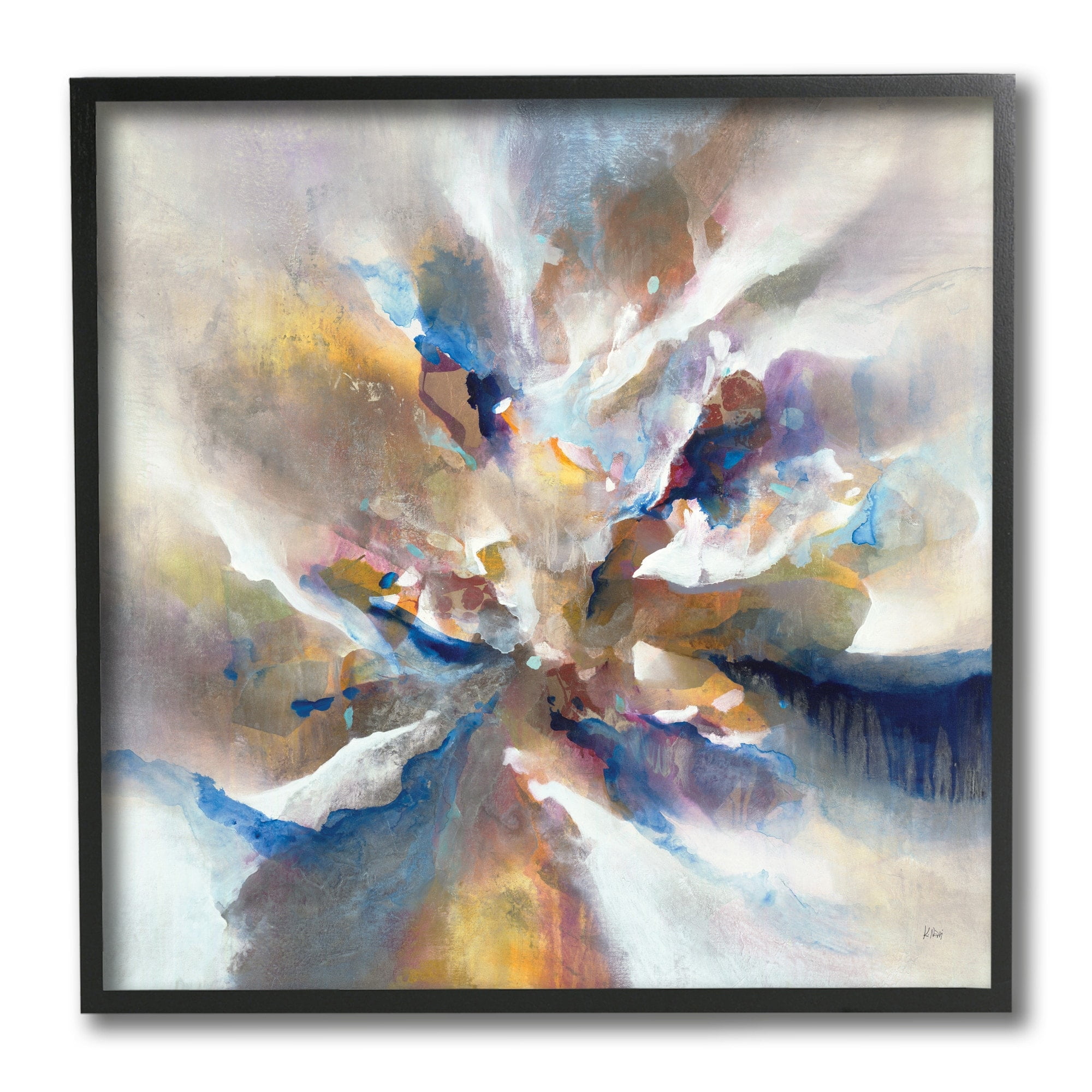 Stupell Industries Complex Abstraction Grey Orange Brush Strokes,12 x 12,Designed by K. Nari