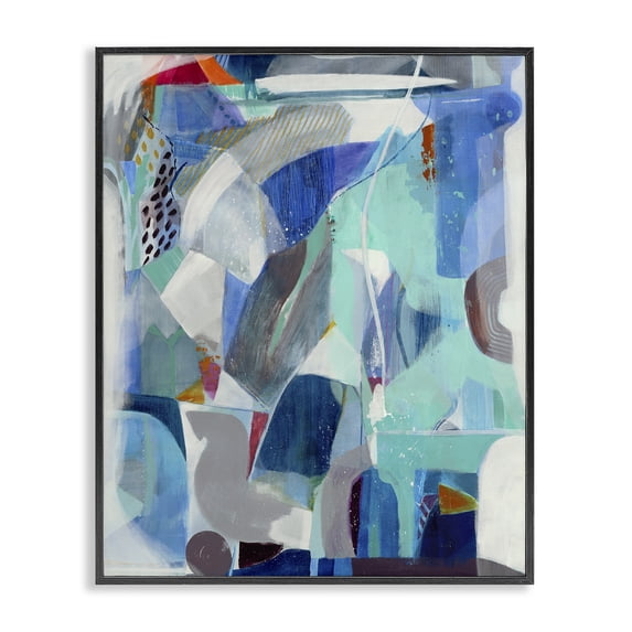 Stupell Industries Modern Complex Blue Layers Black Framed Giclee Art, 11 x 14, by Jill Martin