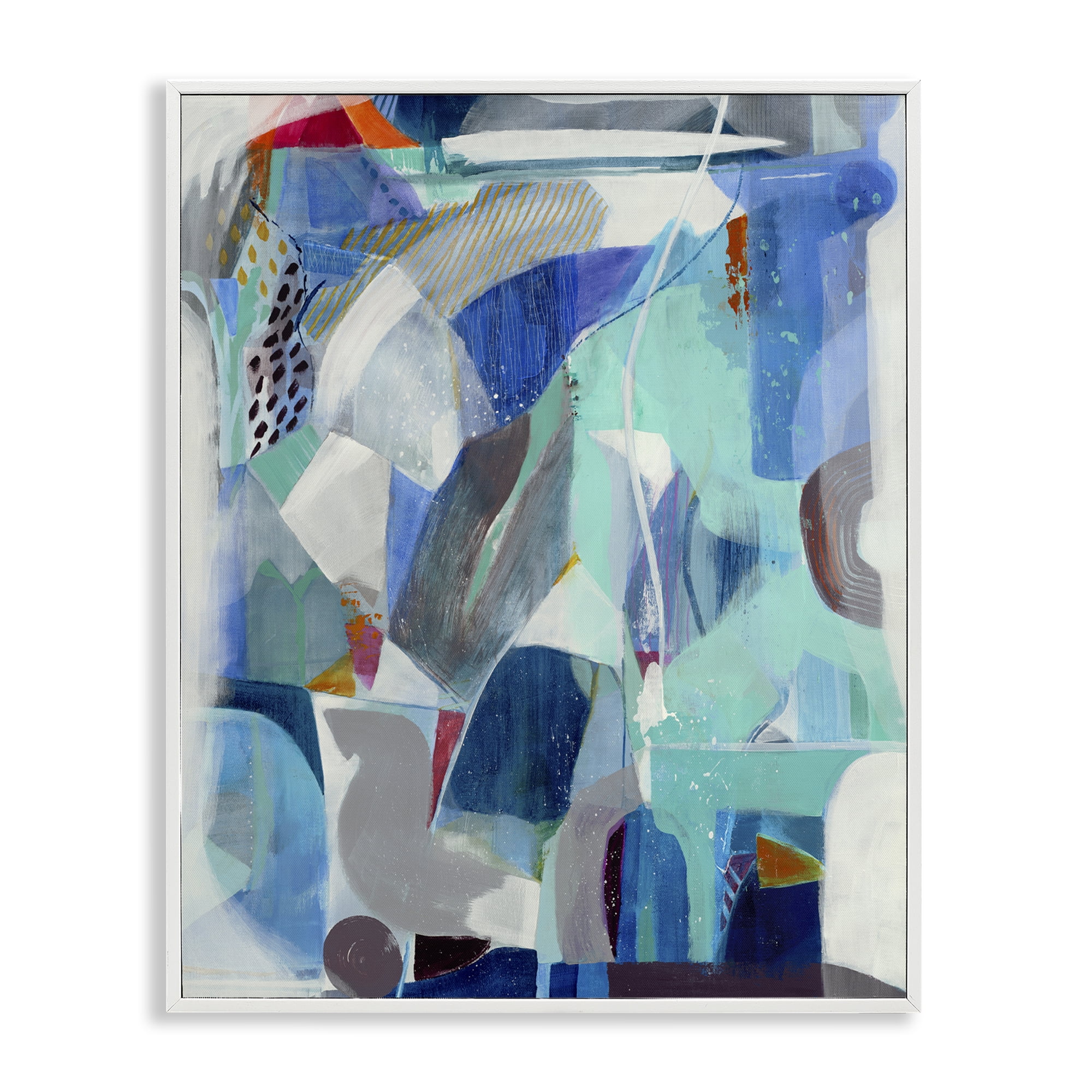 Stupell Industries Complex Blue Layers White Framed Giclee Art, design by Jill Martin