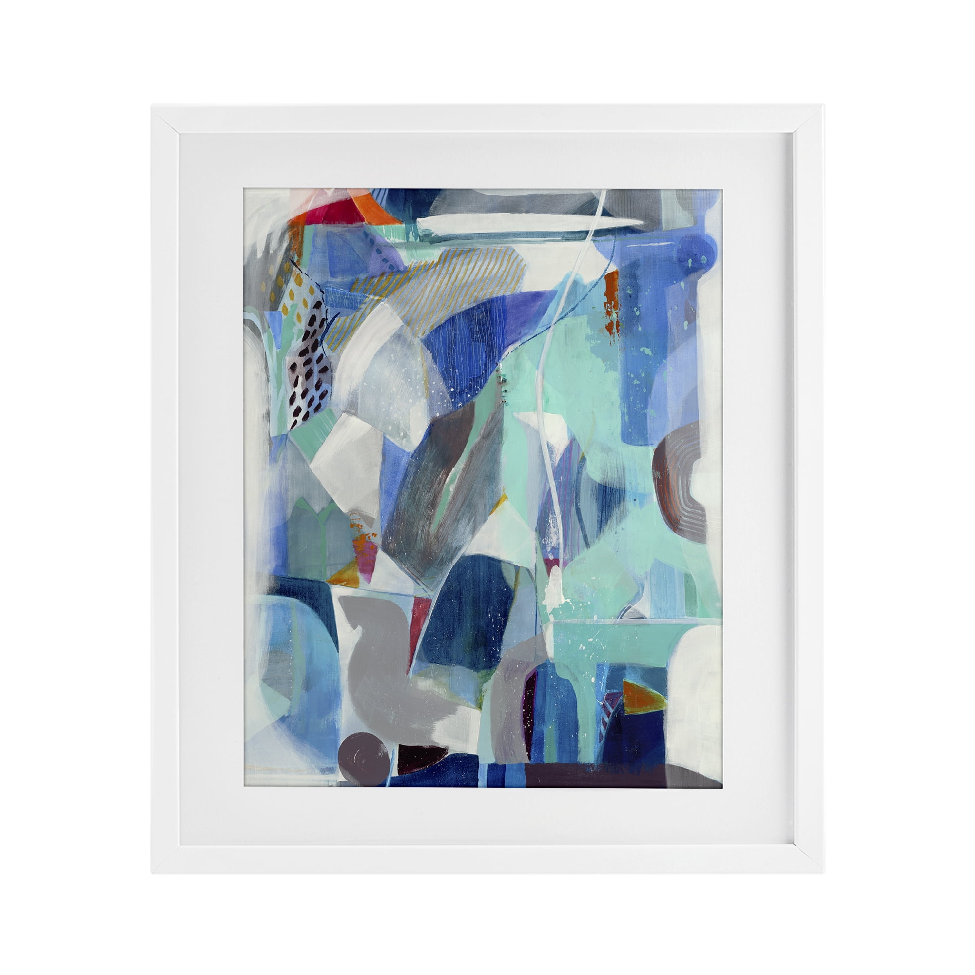 Stupell Industries Complex Blue Layers White Framed Print Under Glass, design by Jill Martin