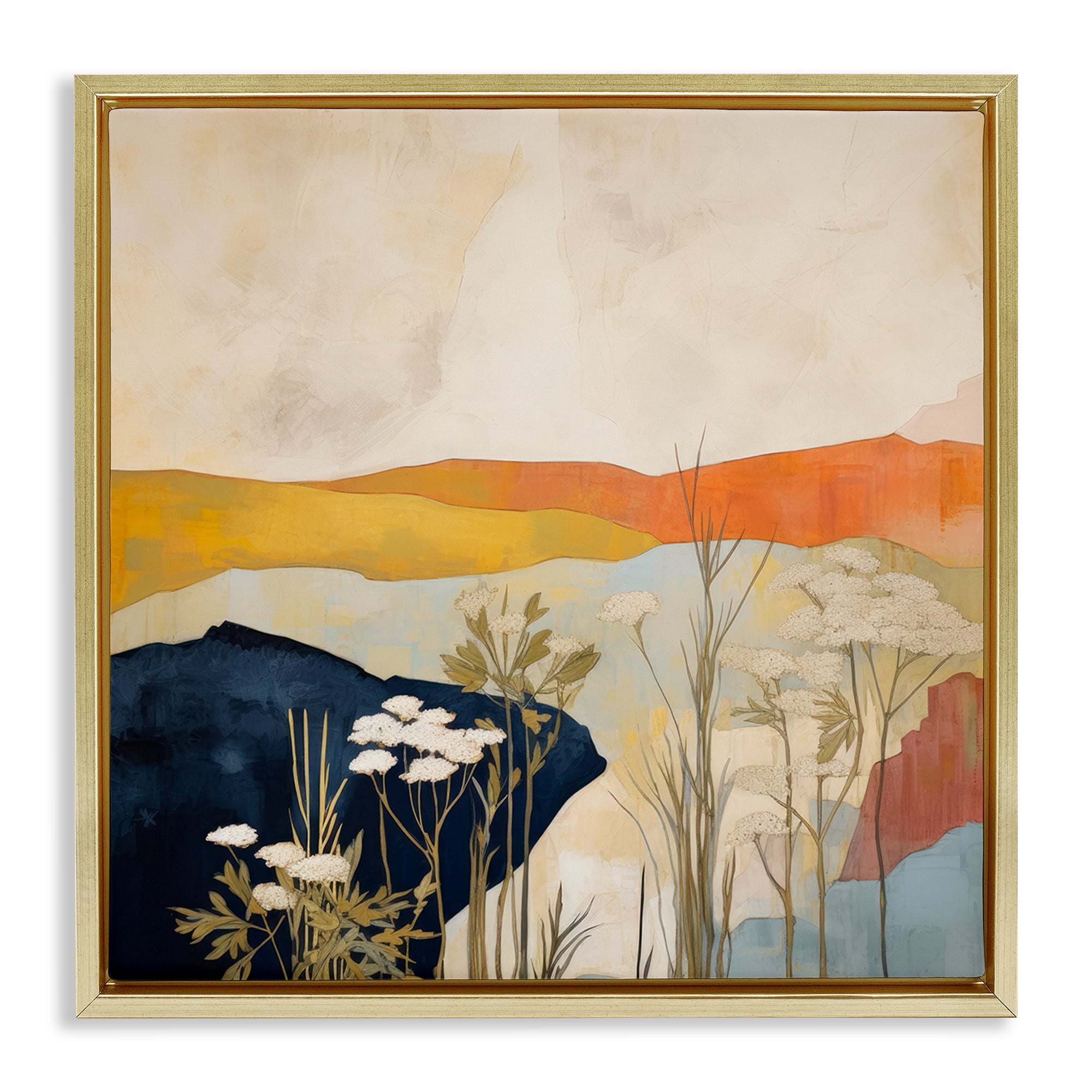 Stupell Industries Complex Desert Layers Landscape & Nature Painting Gold Floater Framed Canvas Art Print Wall Art, 18 x 18