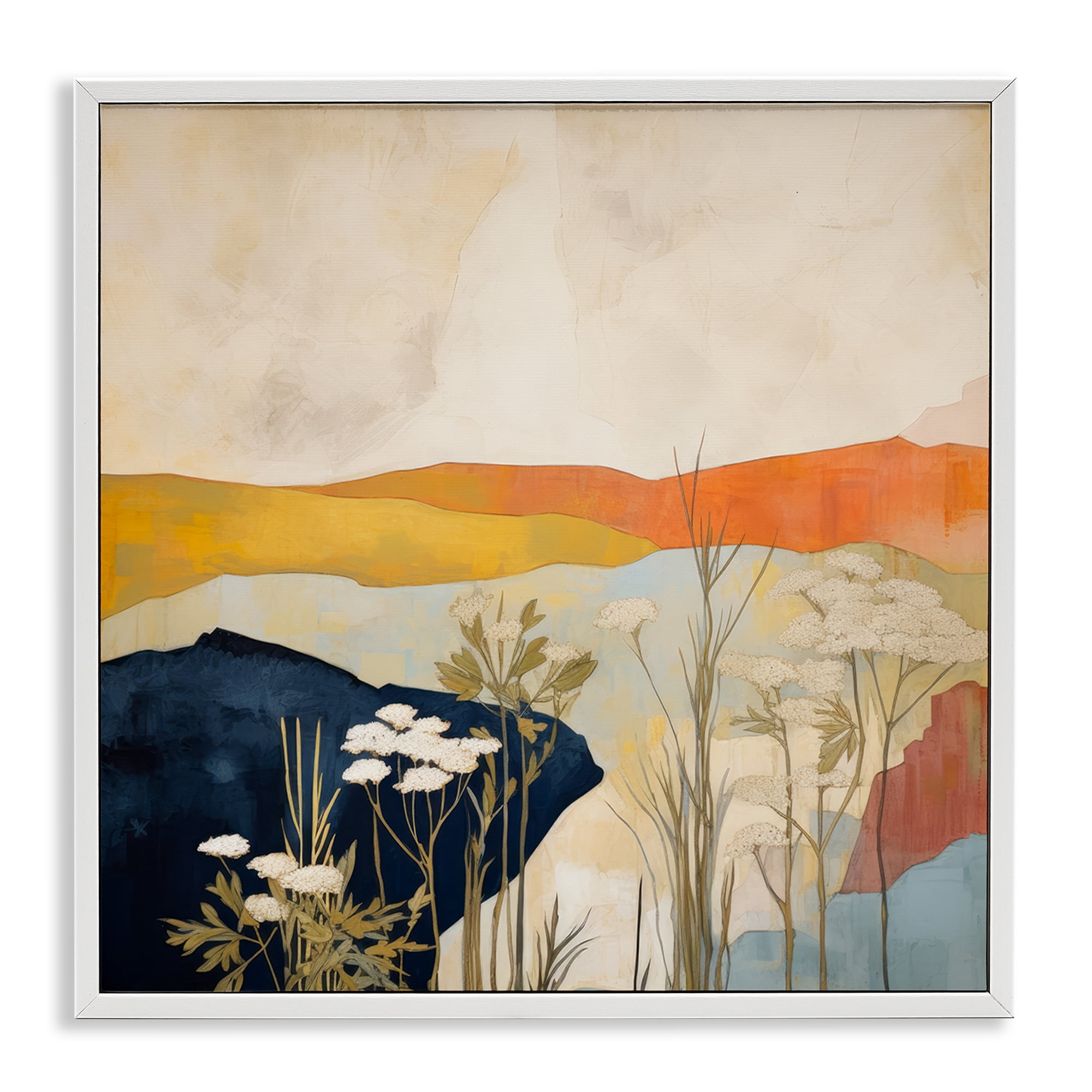 Stupell Industries Complex Desert Layers Landscape & Nature Painting White Framed Art Print Wall Art, 12 x 12