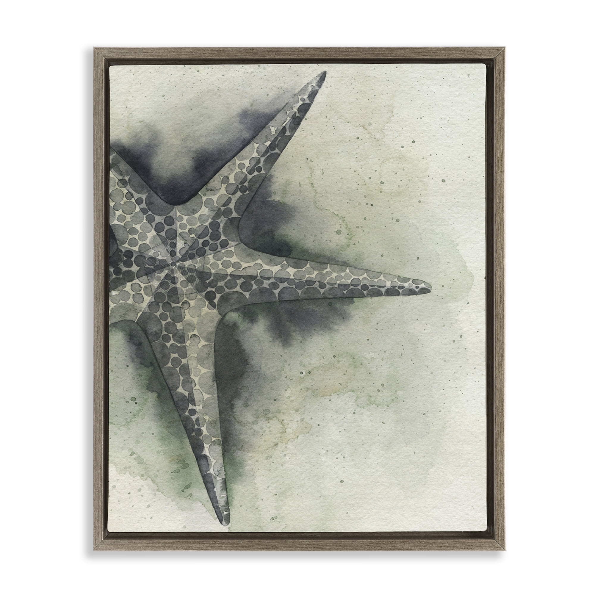 Stupell Industries Complex Grey Starfish Animals & Insects Painting Brown Floater Framed Canvas Art Print Wall Art, 25 x 31