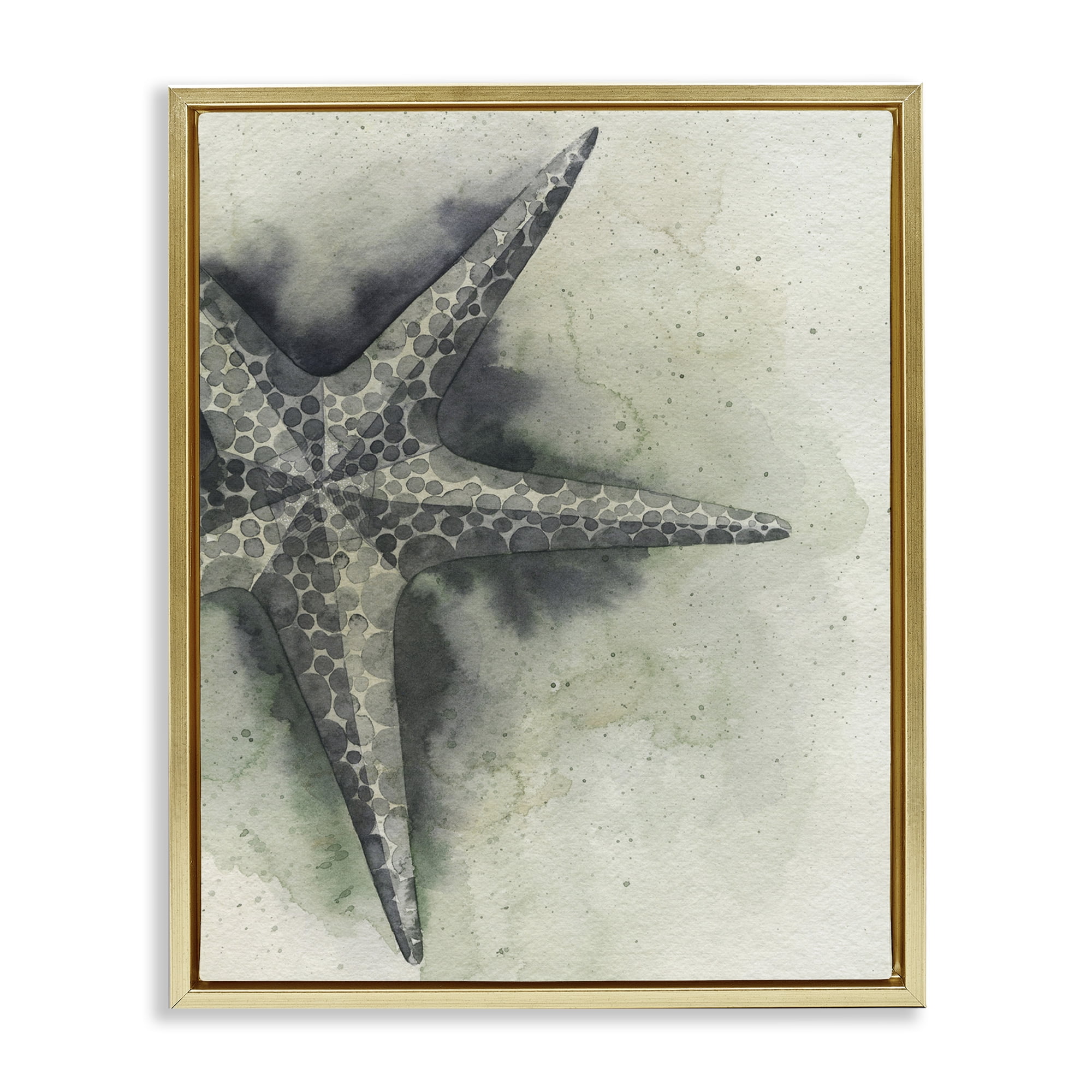 Stupell Industries Complex Grey Starfish Animals & Insects Painting Gold Floater Framed Canvas Art Print Wall Art, 17 x 21