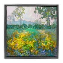 Stupell Industries Complex Meadow Terrain Landscape & Nature Painting Black Floater Framed Canvas Art Print Wall Art, 18 x 18