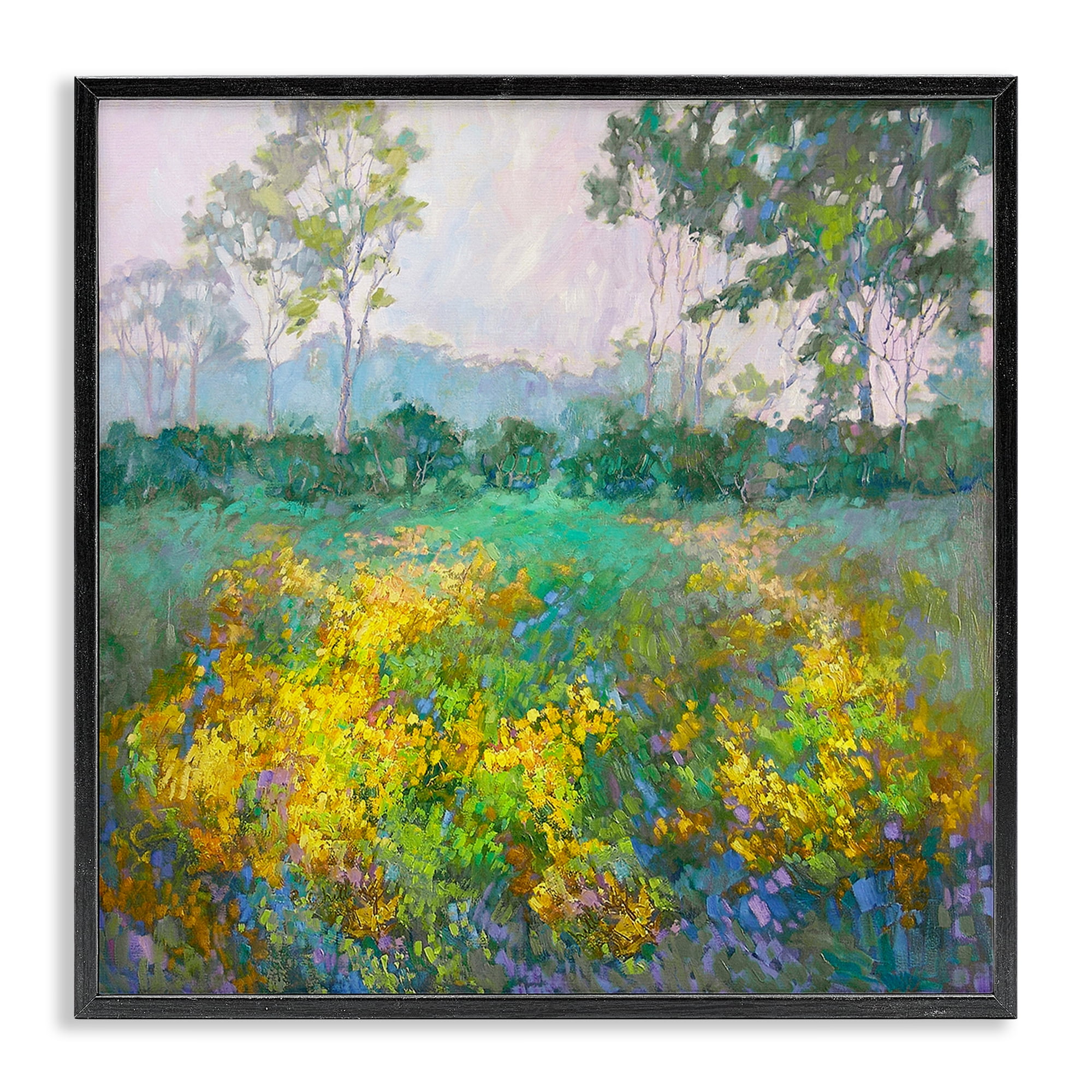 Stupell Industries Complex Meadow Terrain Landscape & Nature Painting Black Framed Art Print Wall Art, 24 x 24