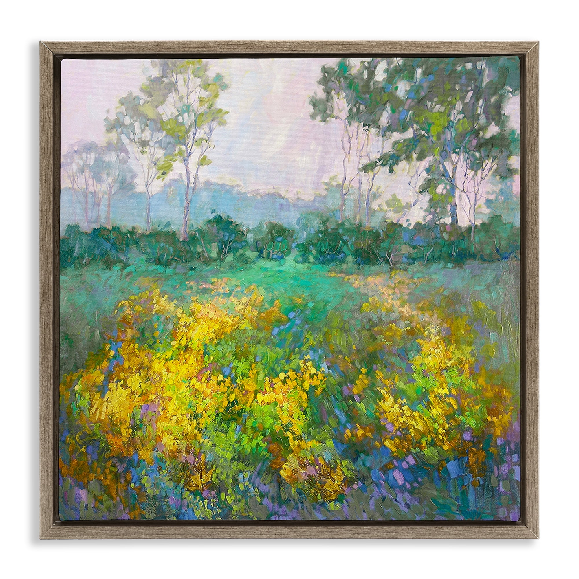 Stupell Industries Complex Meadow Terrain Landscape & Nature Painting Brown Floater Framed Canvas Art Print Wall Art, 18 x 18