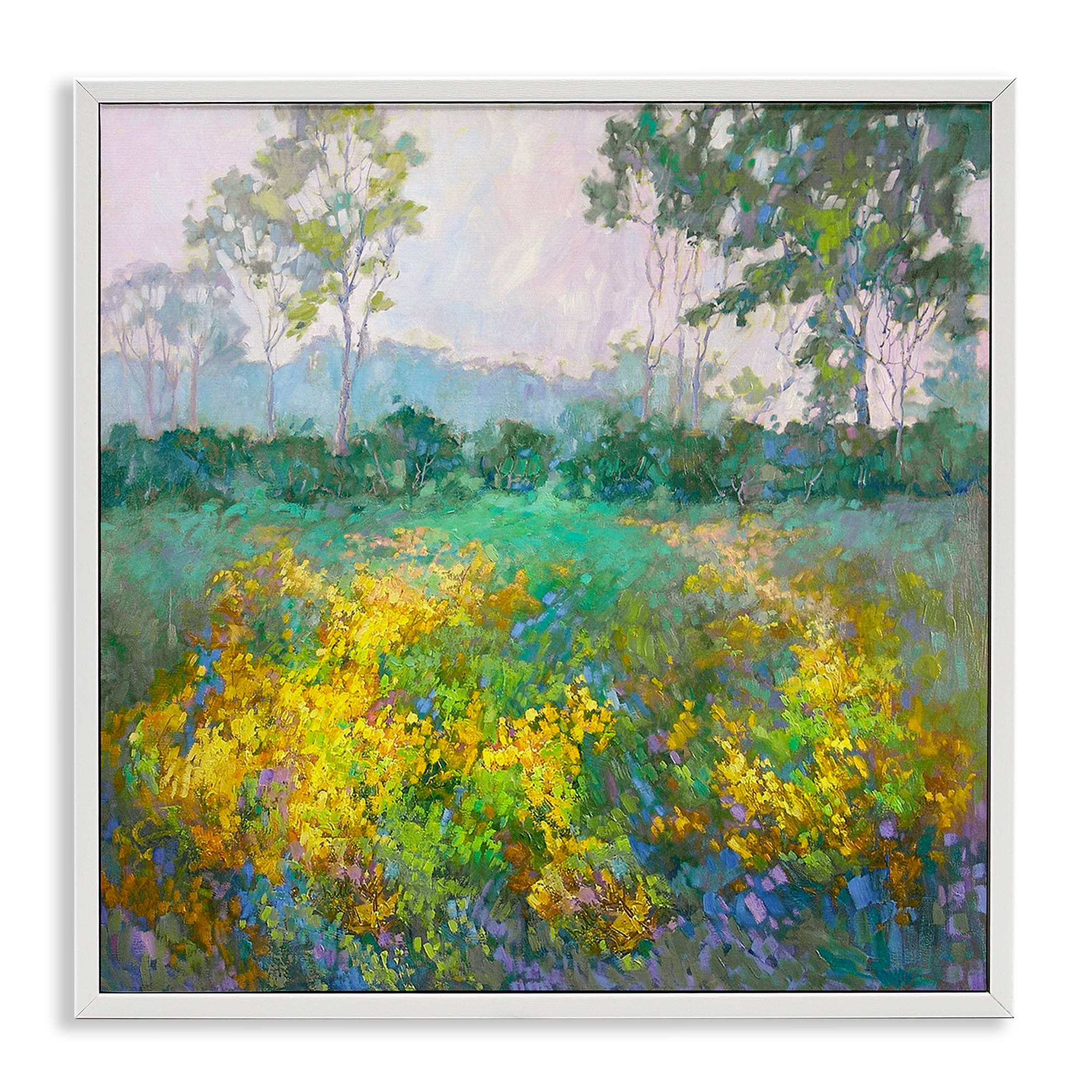 Stupell Industries Complex Meadow Terrain Landscape & Nature Painting White Framed Art Print Wall Art, 12 x 12