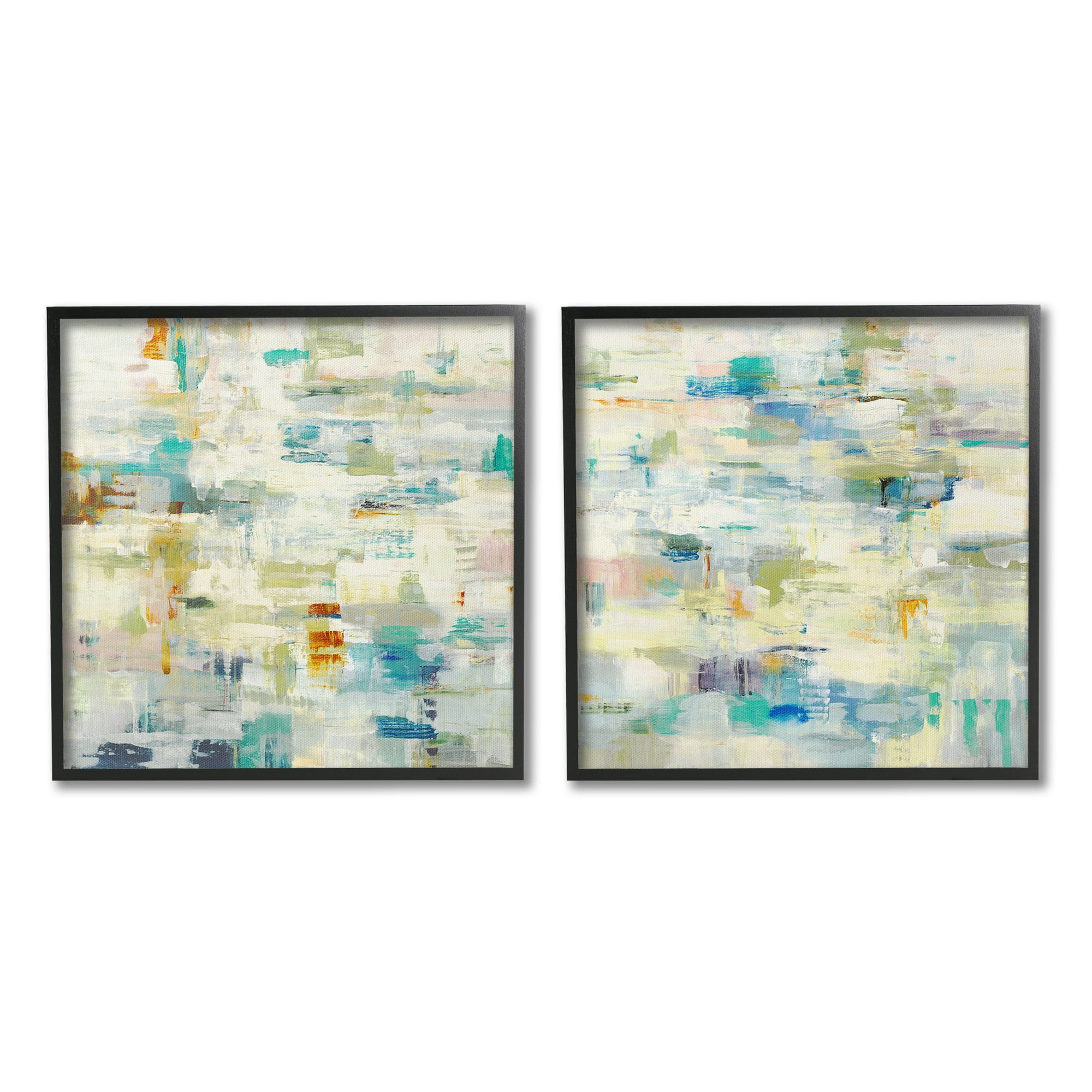 Stupell Industries Complex Patterned Abstraction Abstract Painting Black Framed Art Print Wall Art, 24 x 24, Set of 2