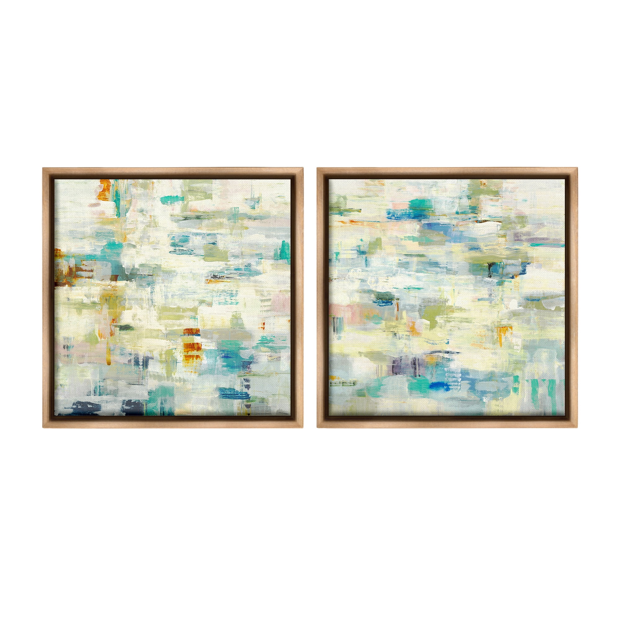Stupell Industries Complex Patterned Abstraction Abstract Painting Brown Floater Framed Canvas Art Print Wall Art, 25 x 25, Set of 2