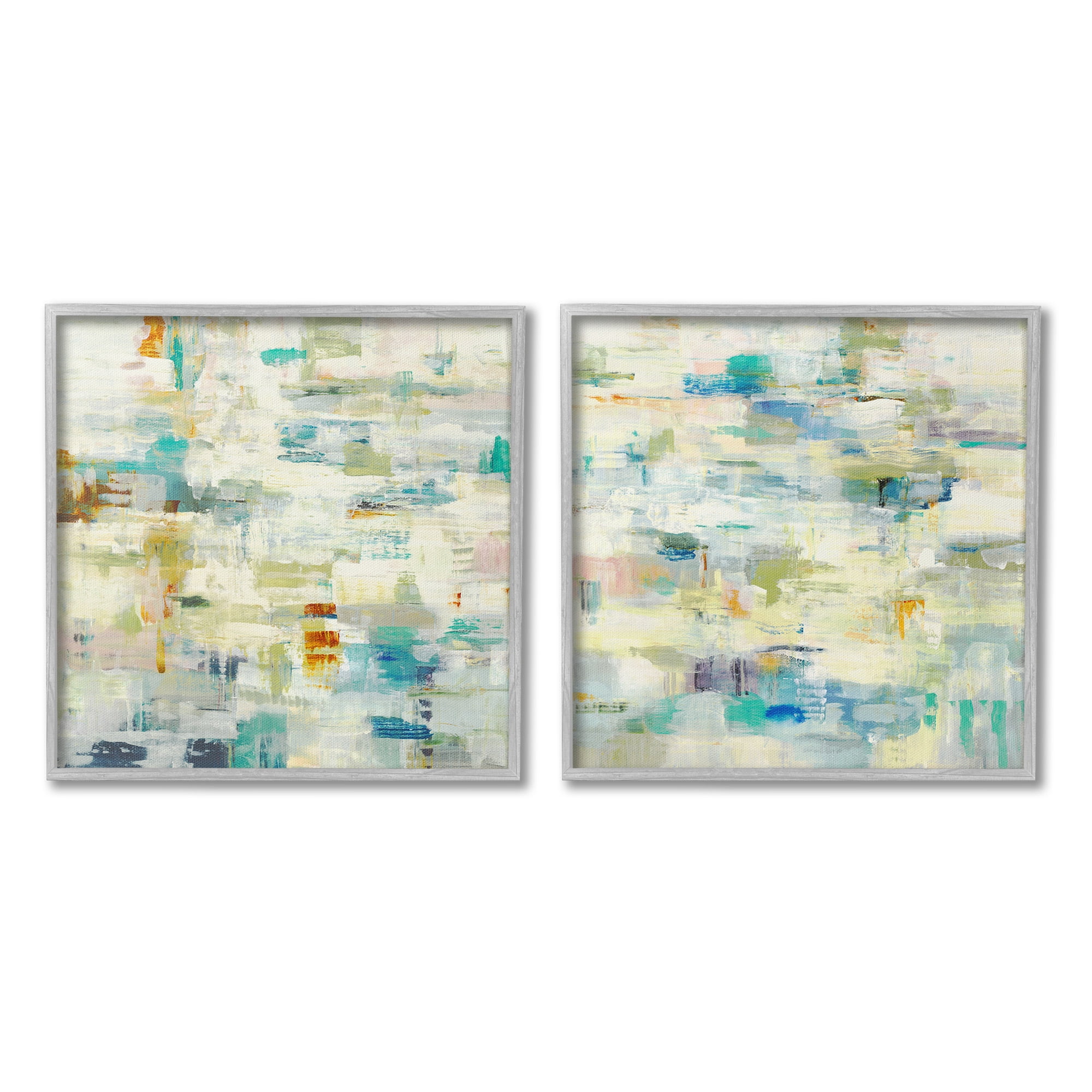 Stupell Industries Complex Patterned Abstraction Abstract Painting Gray Framed Art Print Wall Art, 12 x 12, Set of 2