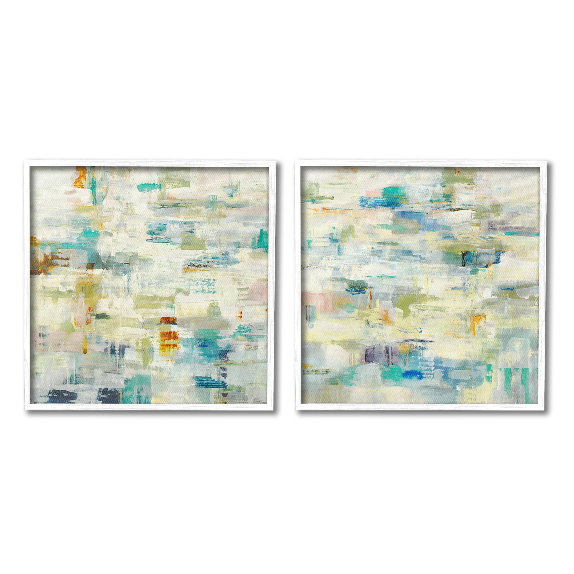 Stupell Industries Complex Patterned Abstraction Abstract Painting White Framed Art Print Wall Art, 12 x 12, Set of 2
