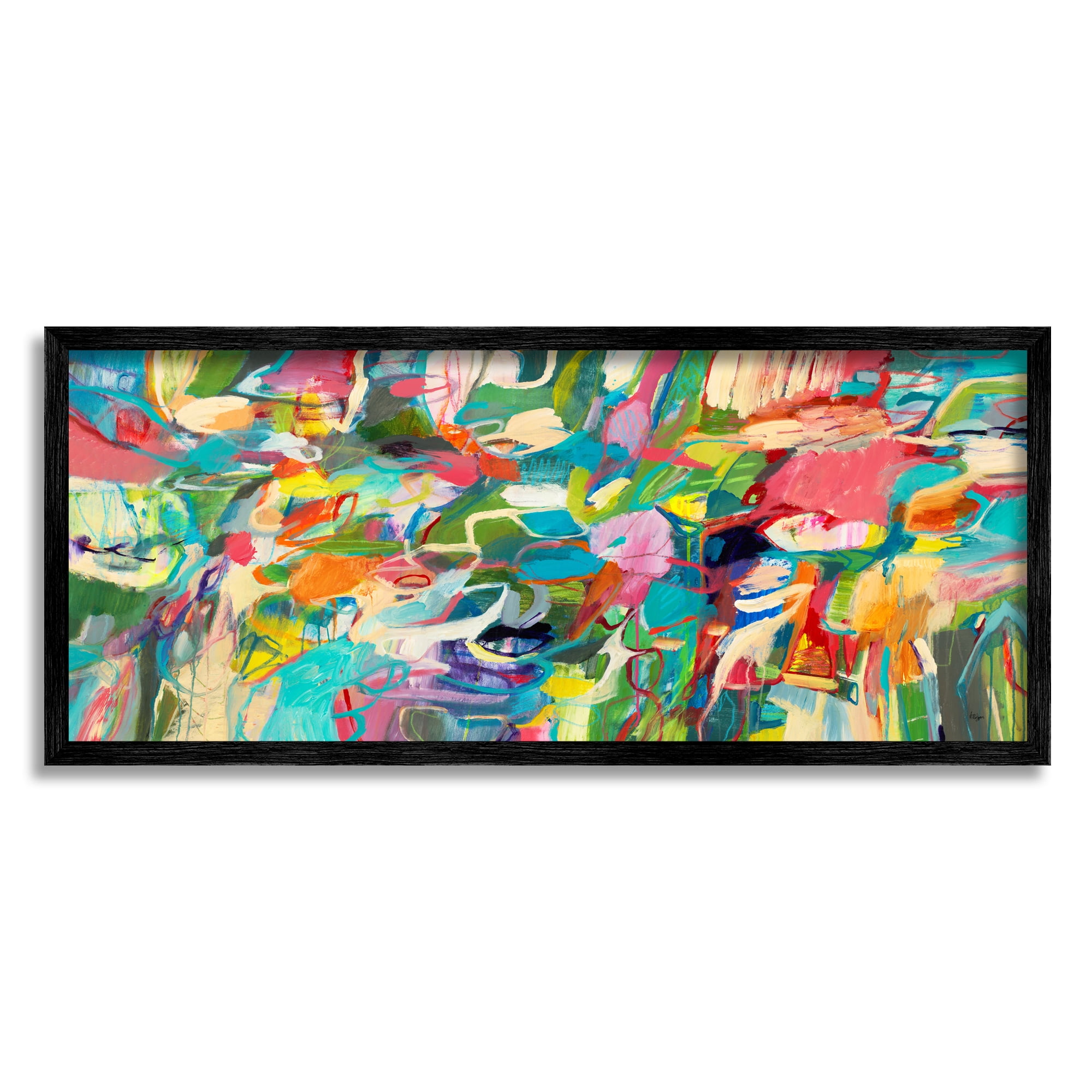 Stupell Industries Complex Playful Tone Abstraction Bright Green Pink Blue, 13 x 30, Designed by Lisa Ridgers