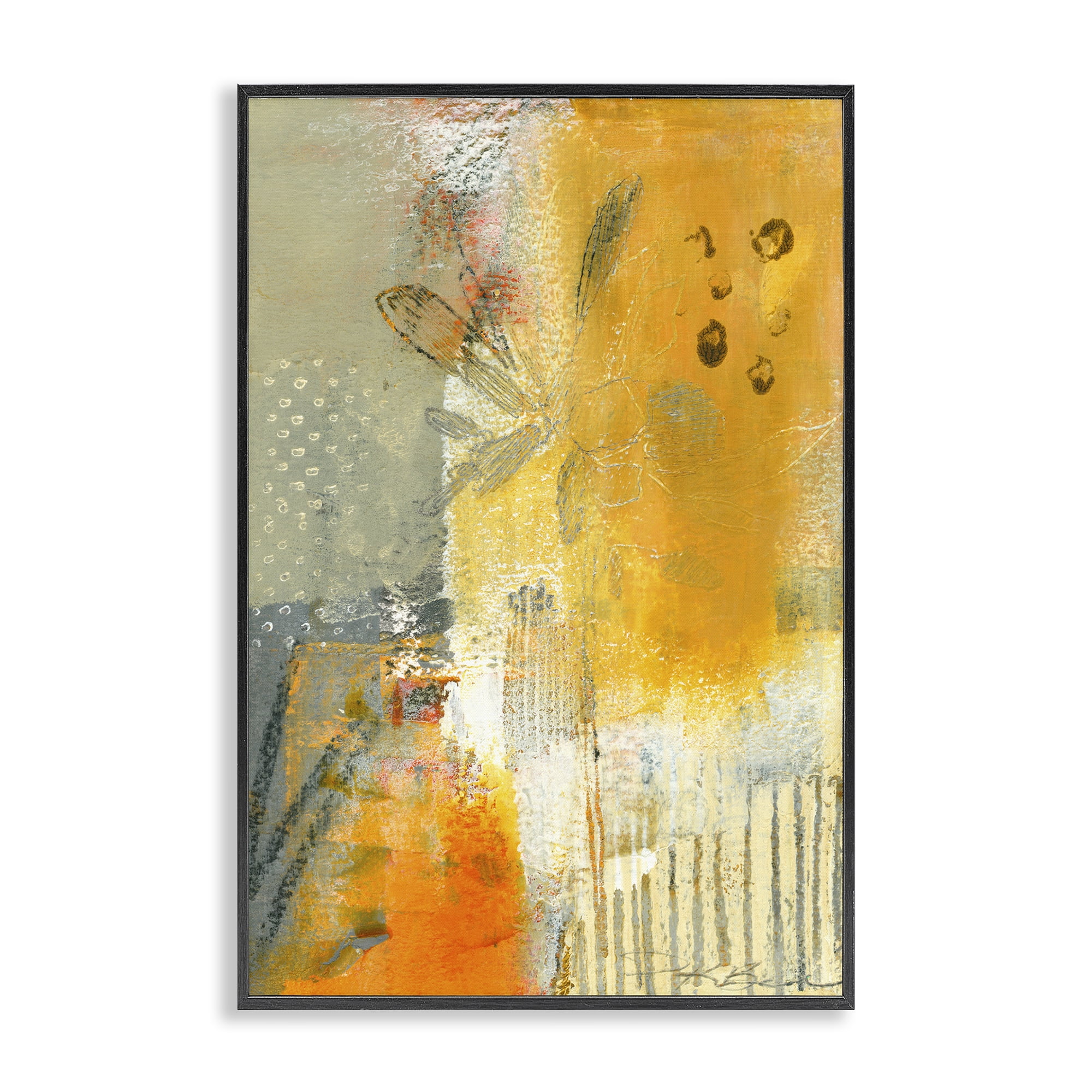 Stupell Industries Complex Rustic Abstraction Abstract Painting Black Framed Art Print Wall Art, 20 x 30