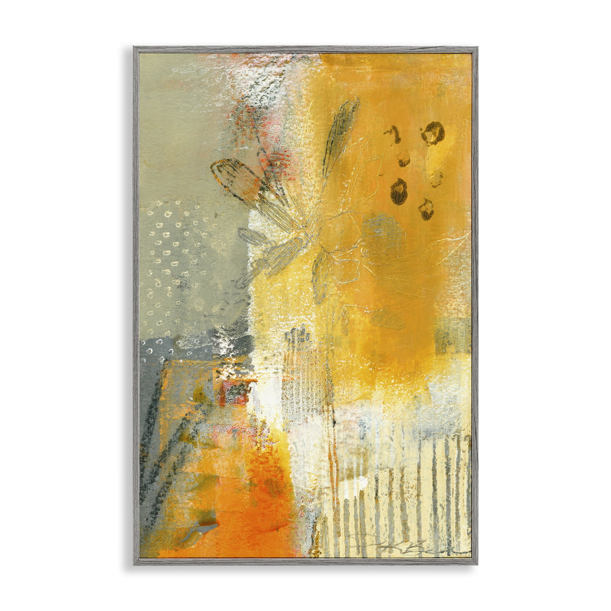 Stupell Industries Complex Rustic Abstraction Abstract Painting Gray Framed Art Print Wall Art, 20 x 30