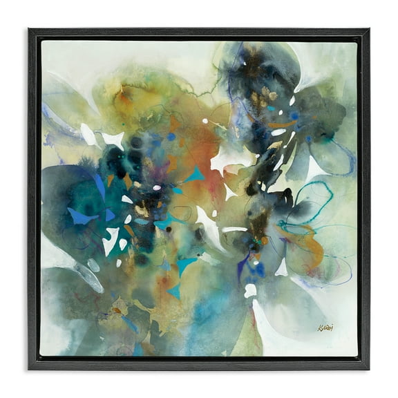 Stupell Industries Complex Splatter Distortion Abstract Painting Black Floater Framed Canvas Art Print Wall Art, 18 x 18