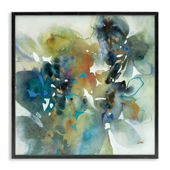 Stupell Industries Complex Splatter Distortion Abstract Painting Black Framed Art Print Wall Art, 12 x 12