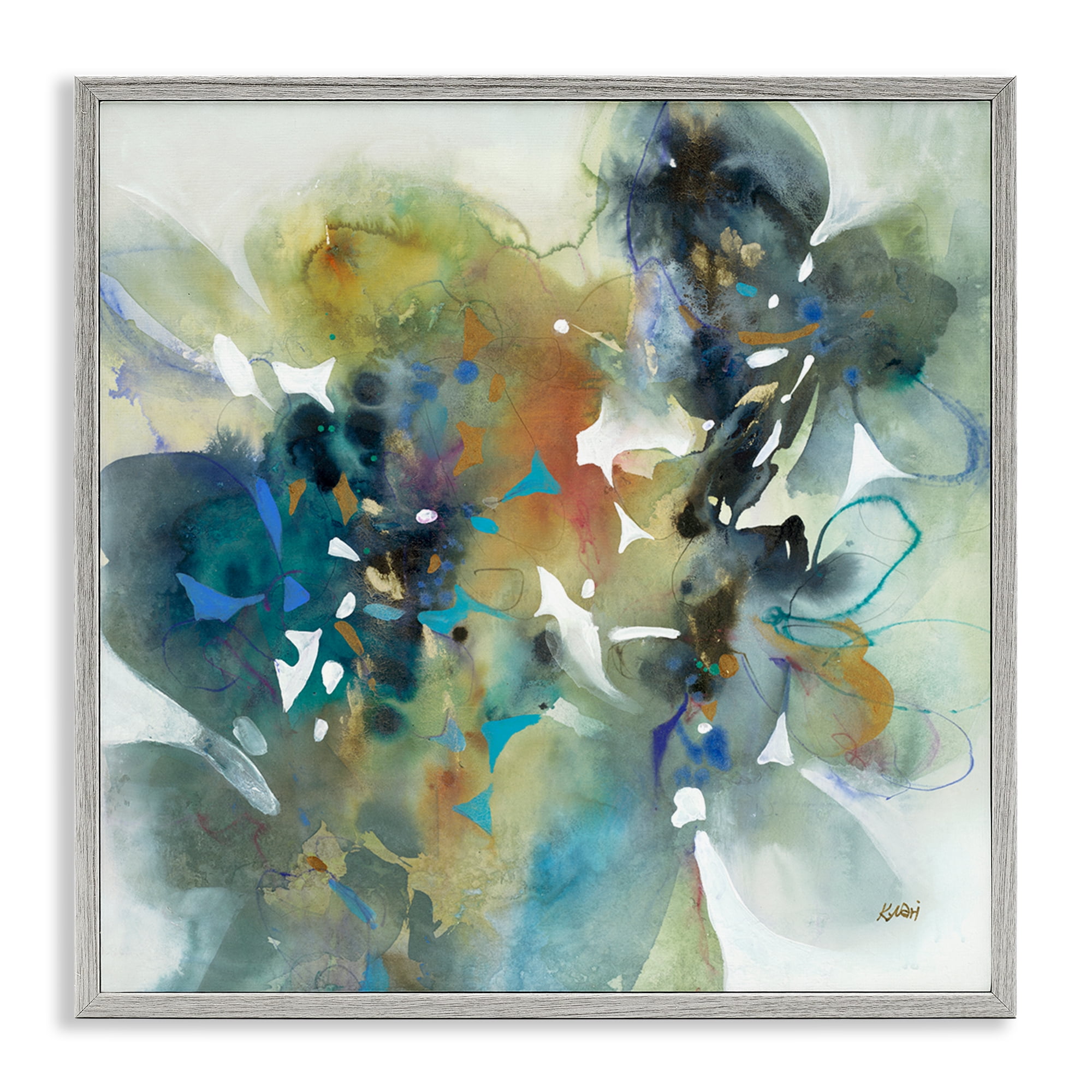Stupell Industries Complex Splatter Distortion Abstract Painting Gray Framed Art Print Wall Art, 12 x 12