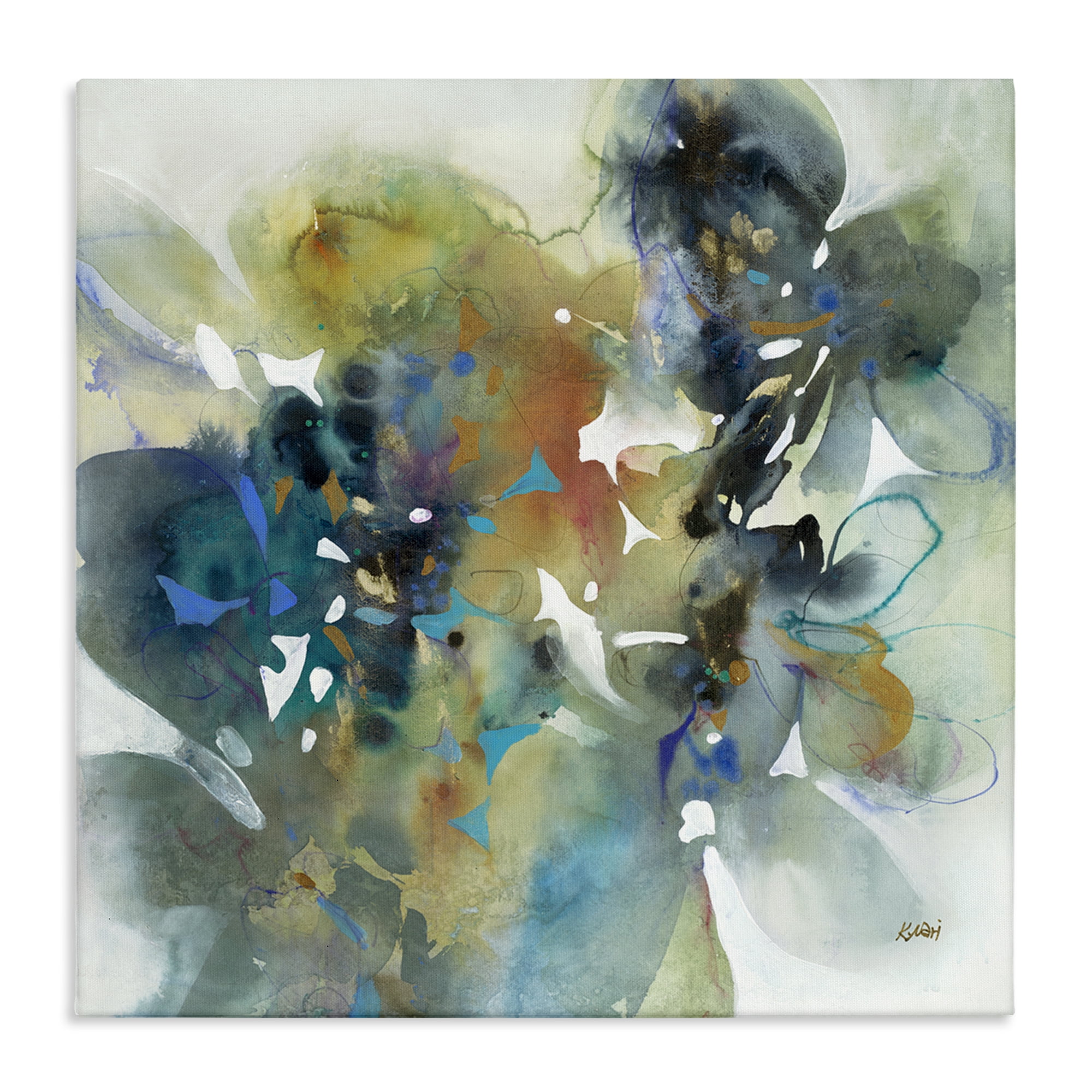 Stupell Industries Complex Splatter Distortion Abstract Painting Wrapped Canvas Art Print Wall Art, 36 x 36