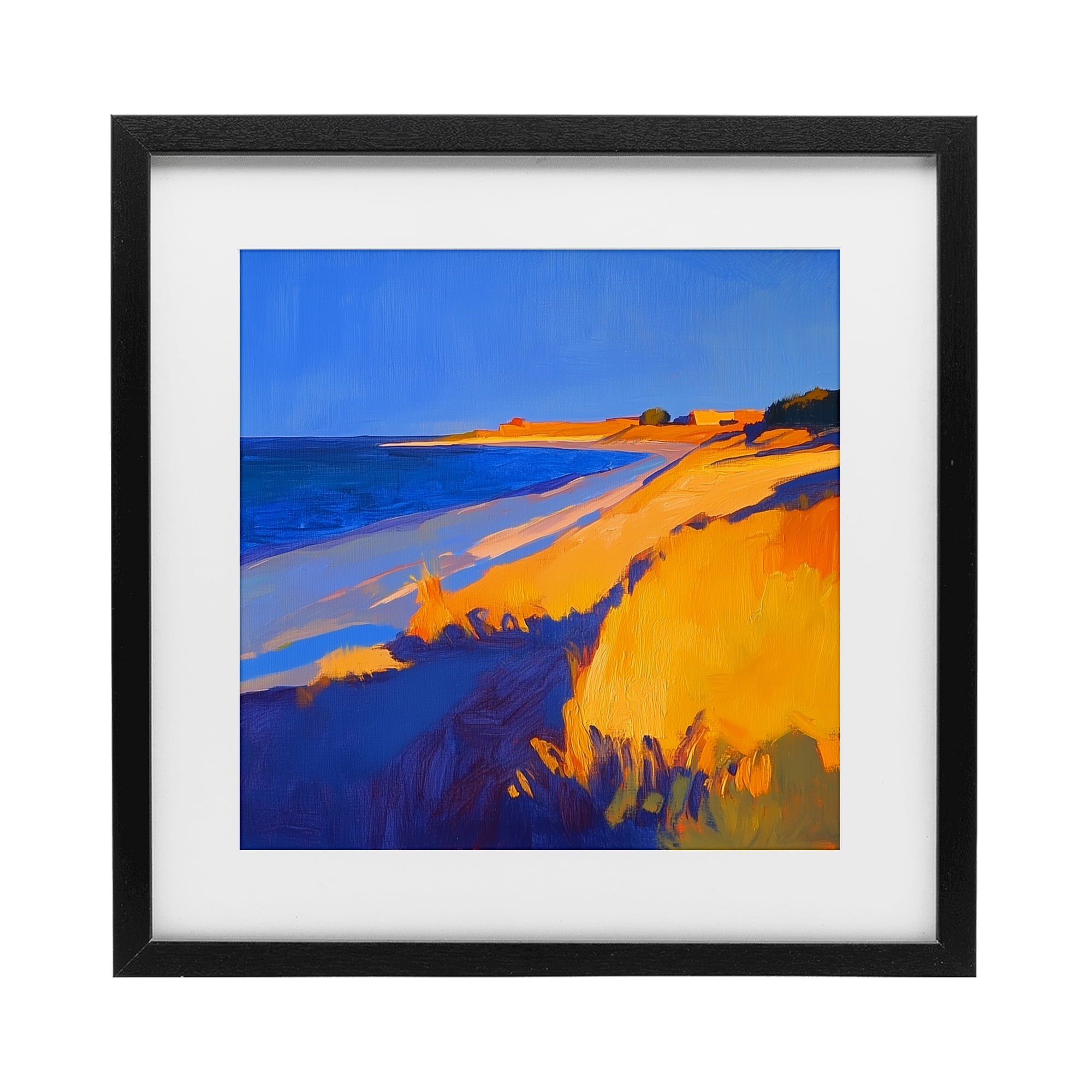 Stupell Industries Complimentary Coast Seascape Black Framed Print Under Glass, design by Walker Noble