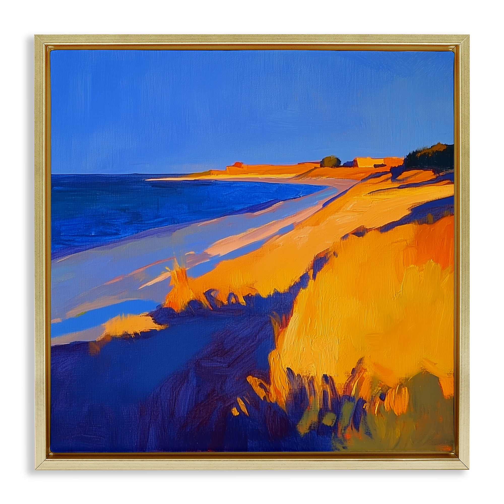Stupell Industries Complimentary Coast Seascape Gold Framed Floater Canvas Wall Art, design by Walker Noble
