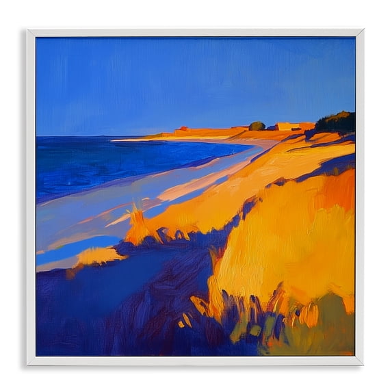 Stupell Industries Contemporary Complimentary Coast Seascape White Framed Giclee Art, 12 x 12, by Walker Noble
