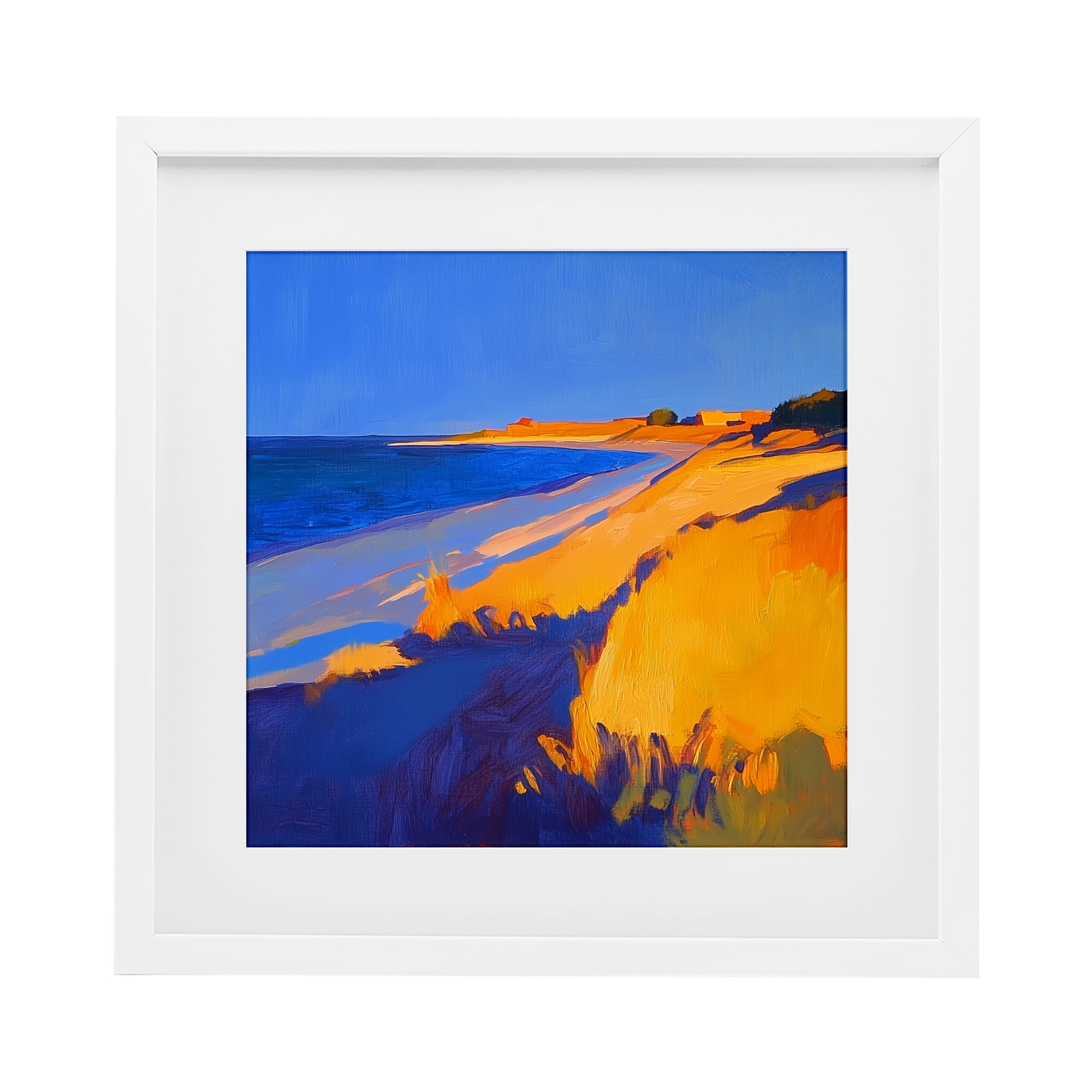 Stupell Industries Complimentary Coast Seascape White Framed Print Under Glass, design by Walker Noble