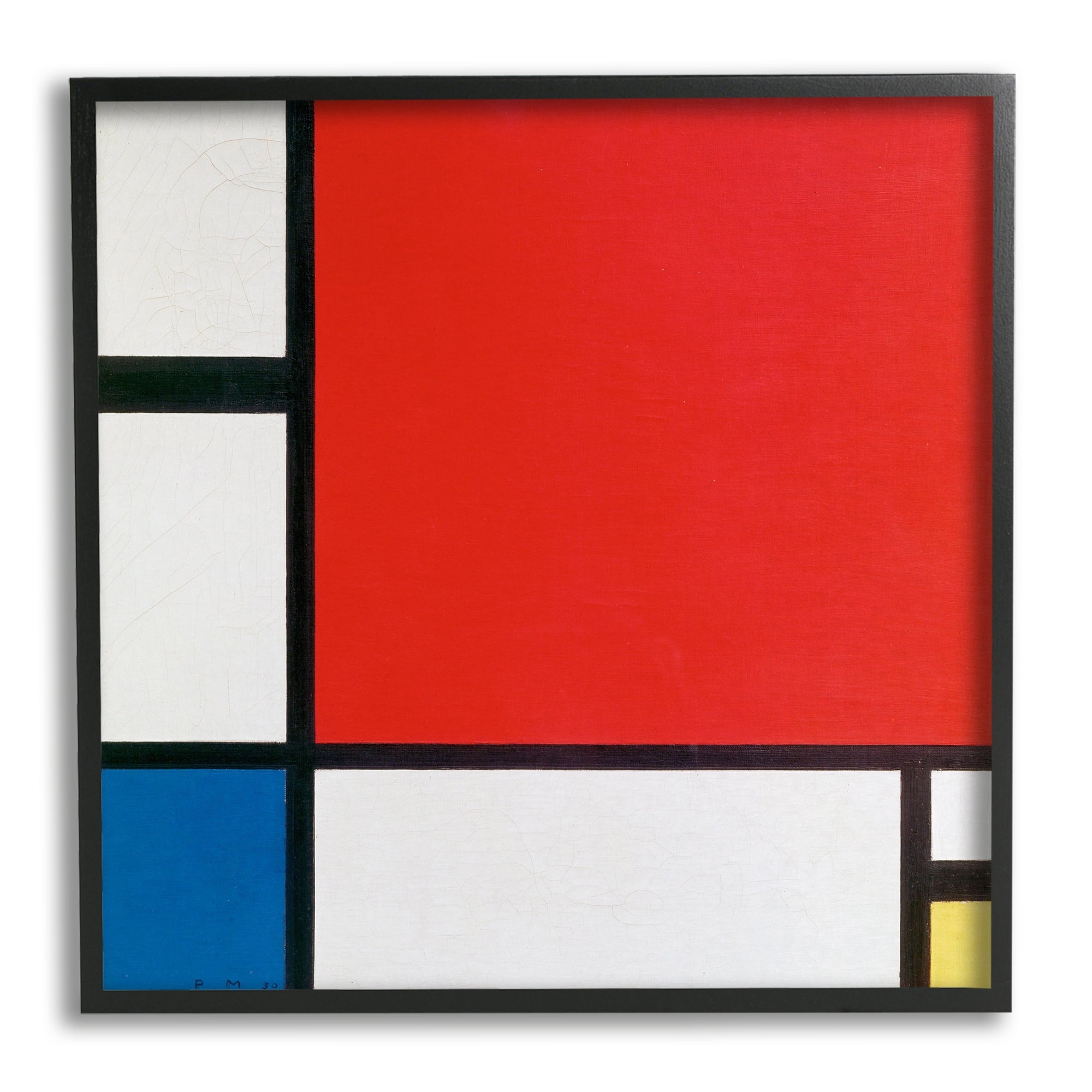 17" x 17" Black Framed Abstract Canvas Print in Red, Blue, White