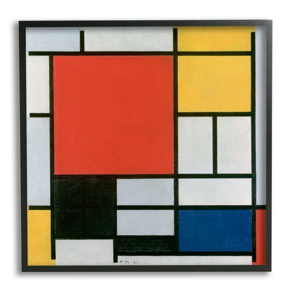 Stupell Industries Composition in Red Yellow Blue Black Piet Mondrian Classic Abstract Painting Painting Black Framed Art Print Wall Art, Design by one1000paintings