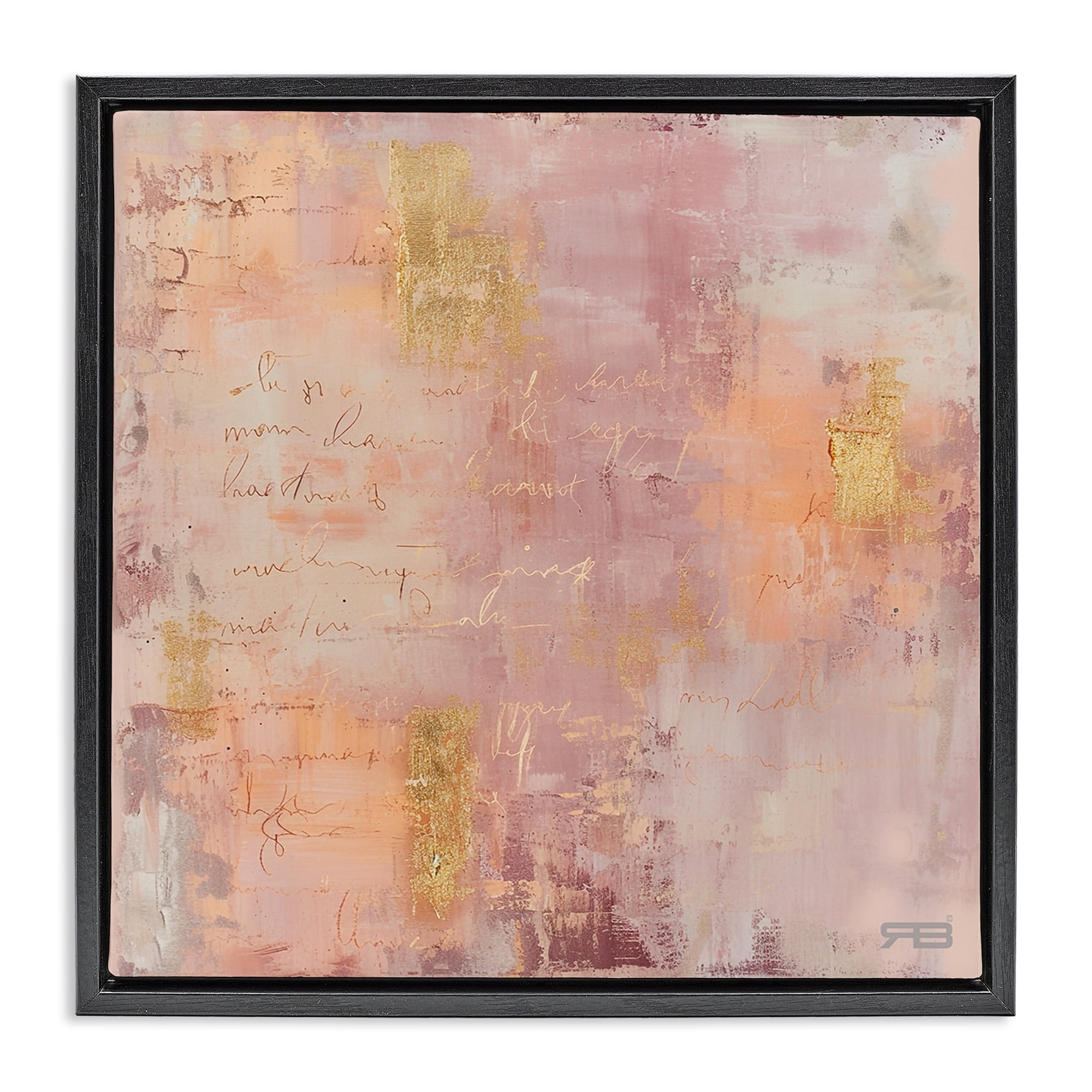 Stupell Industries Composition with Glam Script Abstract Painting Black Floater Framed Canvas Art Print Wall Art, 25 x 25
