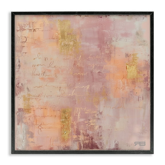 Stupell Industries Composition with Glam Script Abstract Painting Black Framed Art Print Wall Art, 12 x 12