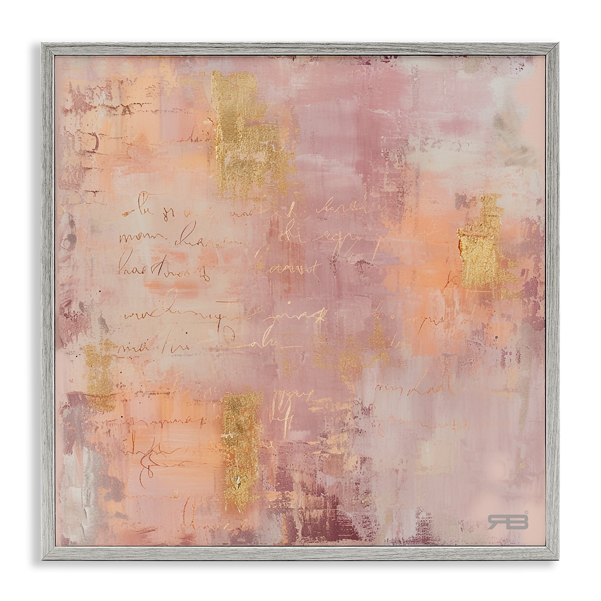 Stupell Industries Composition with Glam Script Abstract Painting Gray Framed Art Print Wall Art, 17 x 17