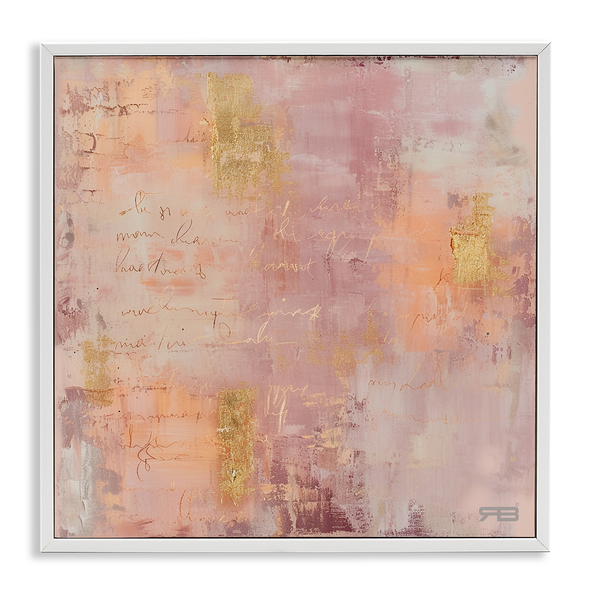 Stupell Industries Composition with Glam Script Abstract Painting White Framed Art Print Wall Art, 12 x 12