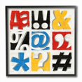 thumbnail image 1 of Stupell Industries Computer Font and Symbols Collage Red Yellow Blue Design Framed Wall Art Design by Michael Mullan, 12" x 12", Black Framed, 1 of 5
