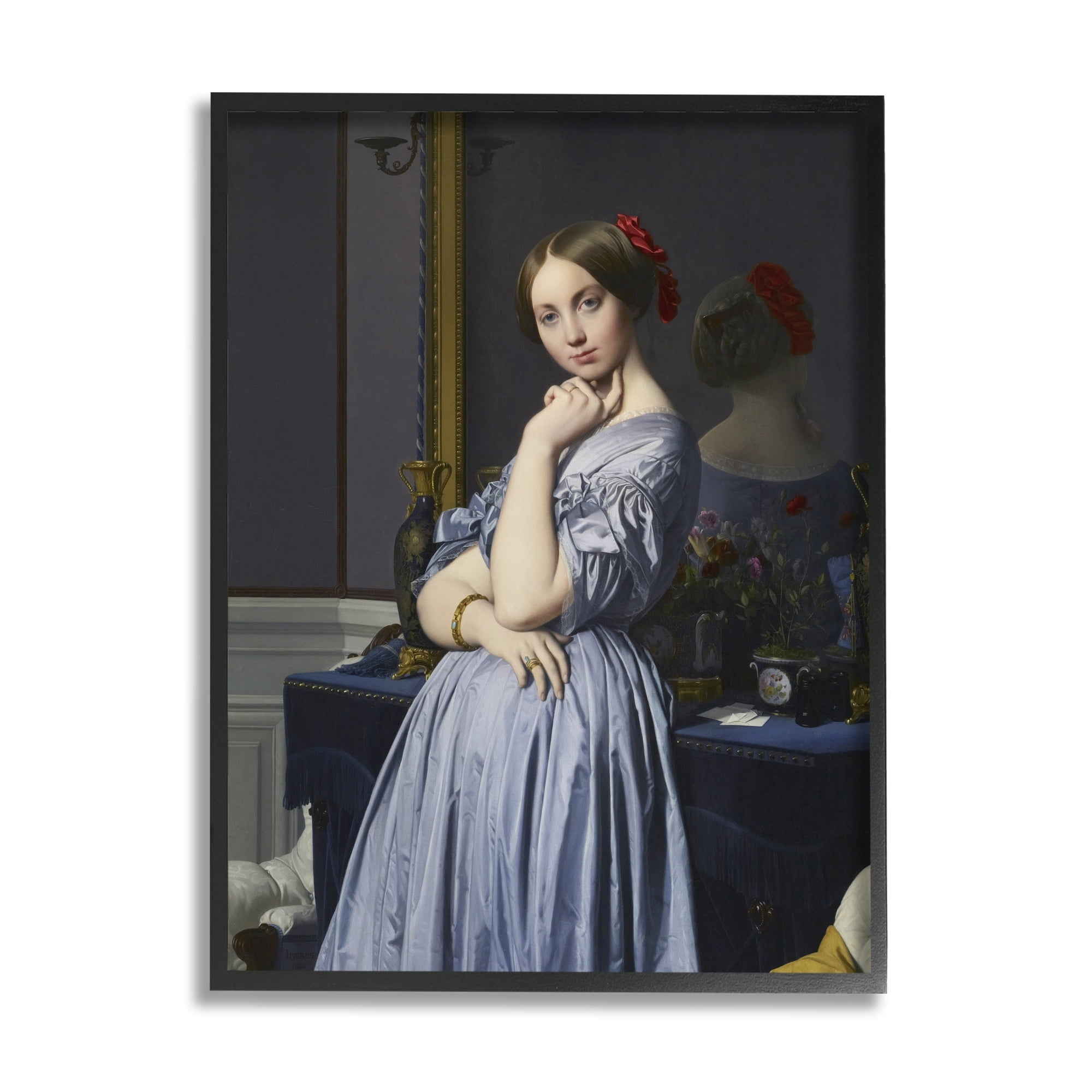 Stupell Industries Comtesse d Haussonville Jean Auguste Dominique Ingres Countess Painting Painting Black Framed Art Print Wall Art, Design by one1000paintings