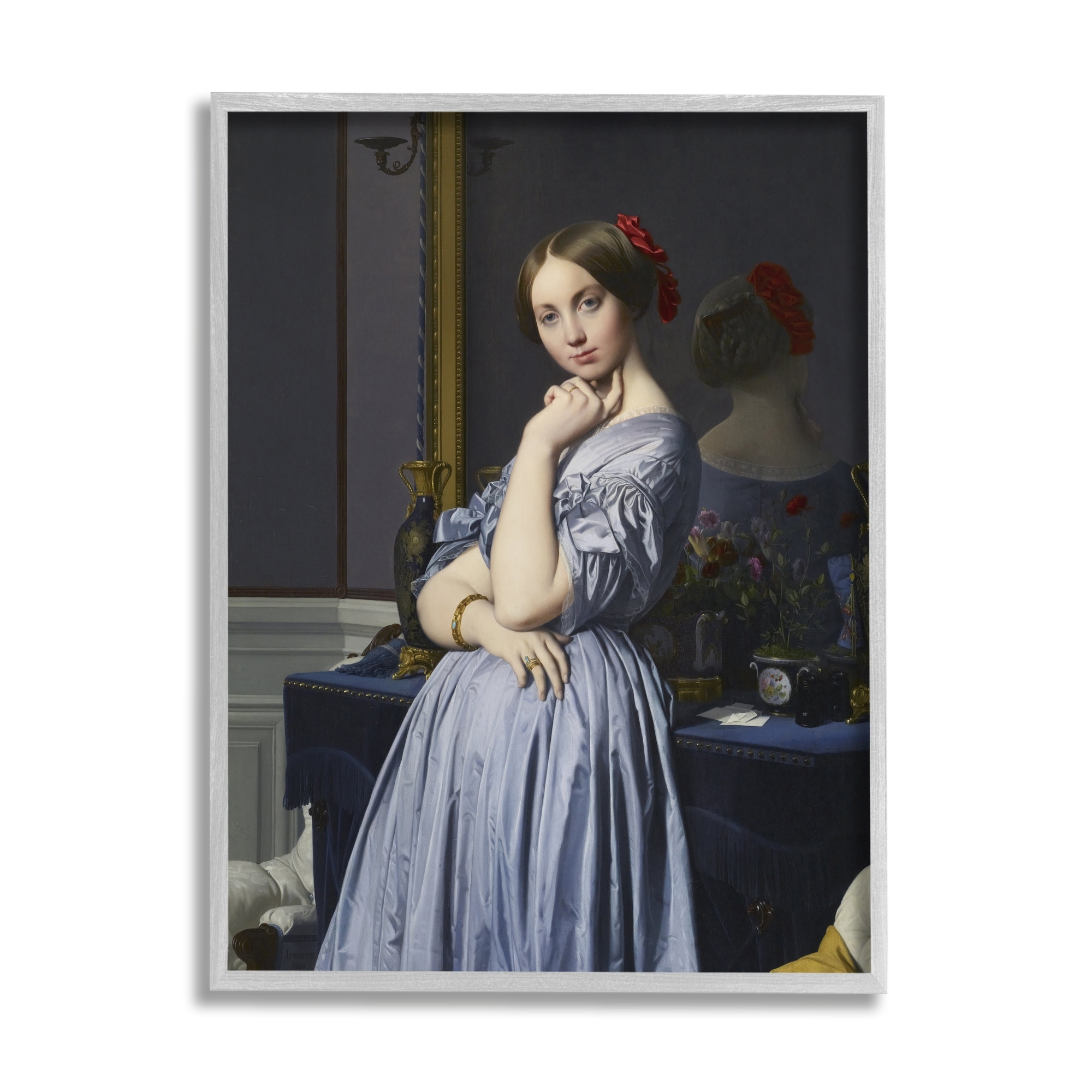 Stupell Industries Comtesse d Haussonville Jean Auguste Dominique Ingres Countess Painting Painting Gray Framed Art Print Wall Art, Design by one1000paintings