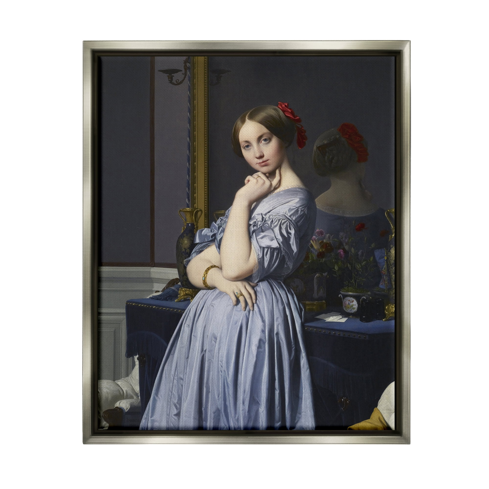 Stupell Industries Comtesse d Haussonville Jean Auguste Dominique Ingres Countess Painting Painting Luster Gray Floating Framed Canvas Print Wall Art, Design by one1000paintings