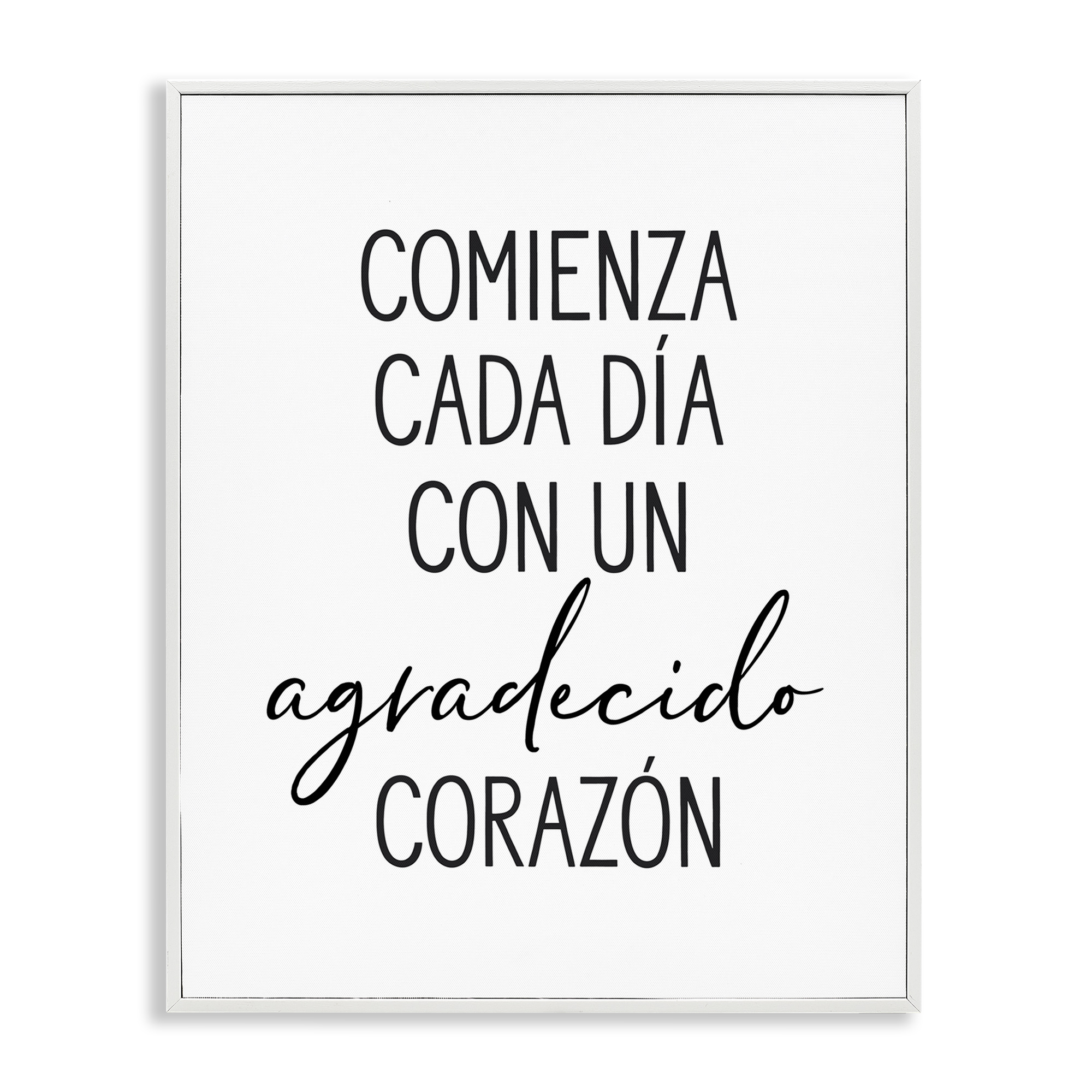 Stupell Industries Con Un Agradecido Corazón Inspirational Quotes & Sayings Painting White Framed Art Print Wall Art, 11 x 14