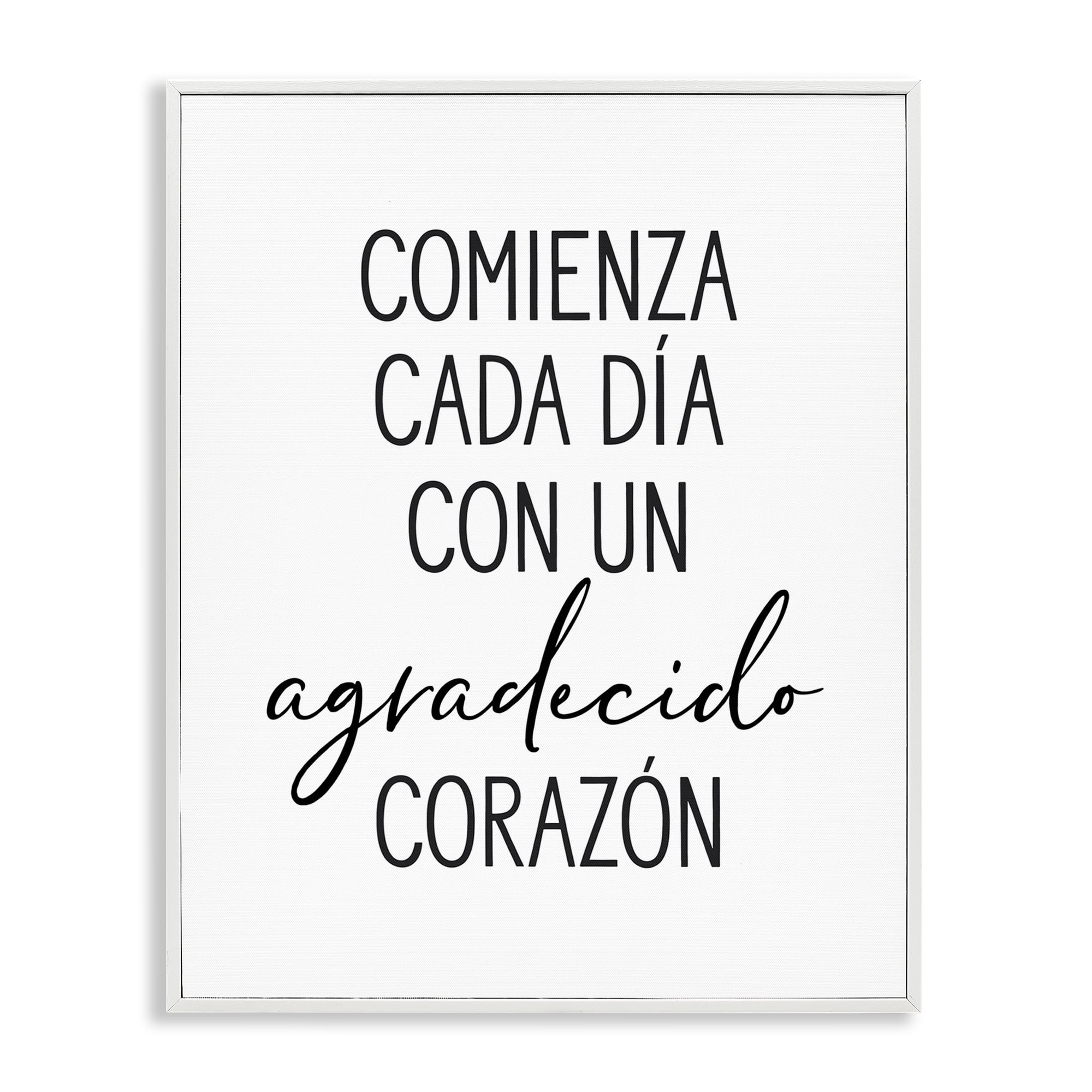 Stupell Industries Con Un Agradecido Corazón Inspirational Quotes & Sayings Painting White Framed Art Print Wall Art, 16 x 20