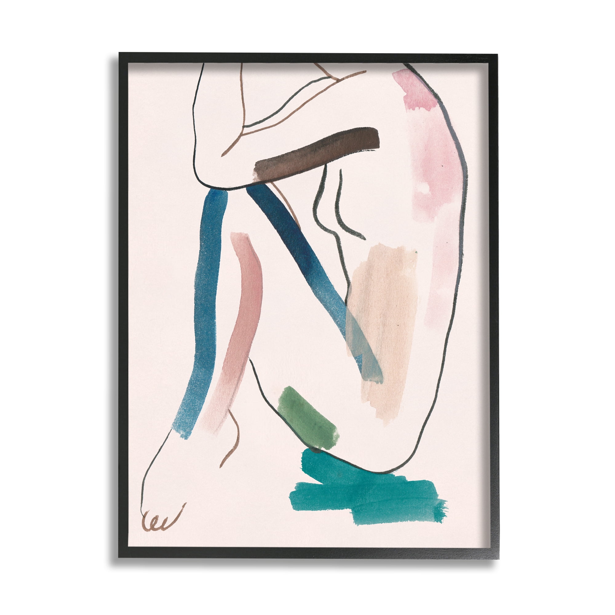 Stupell Industries Conceptual Crouched Female Figure Resting Bold Lines, 16 x 20, Designed by Melissa Wang