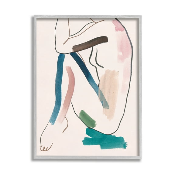 Stupell Industries Conceptual Crouched Female Figure Resting Bold Lines, 16 x 20, Designed by Melissa Wang