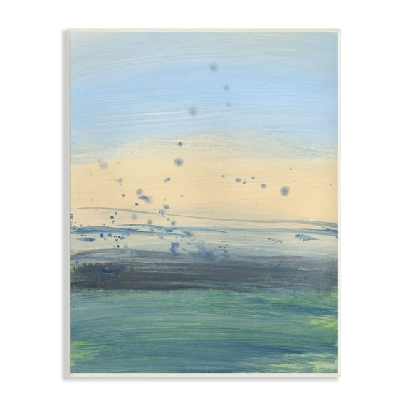 Stupell Industries Conceptual Yellow Ocean Sunset Blue Paint Splatter, 13 x 19, Designed by Bronwyn Baker