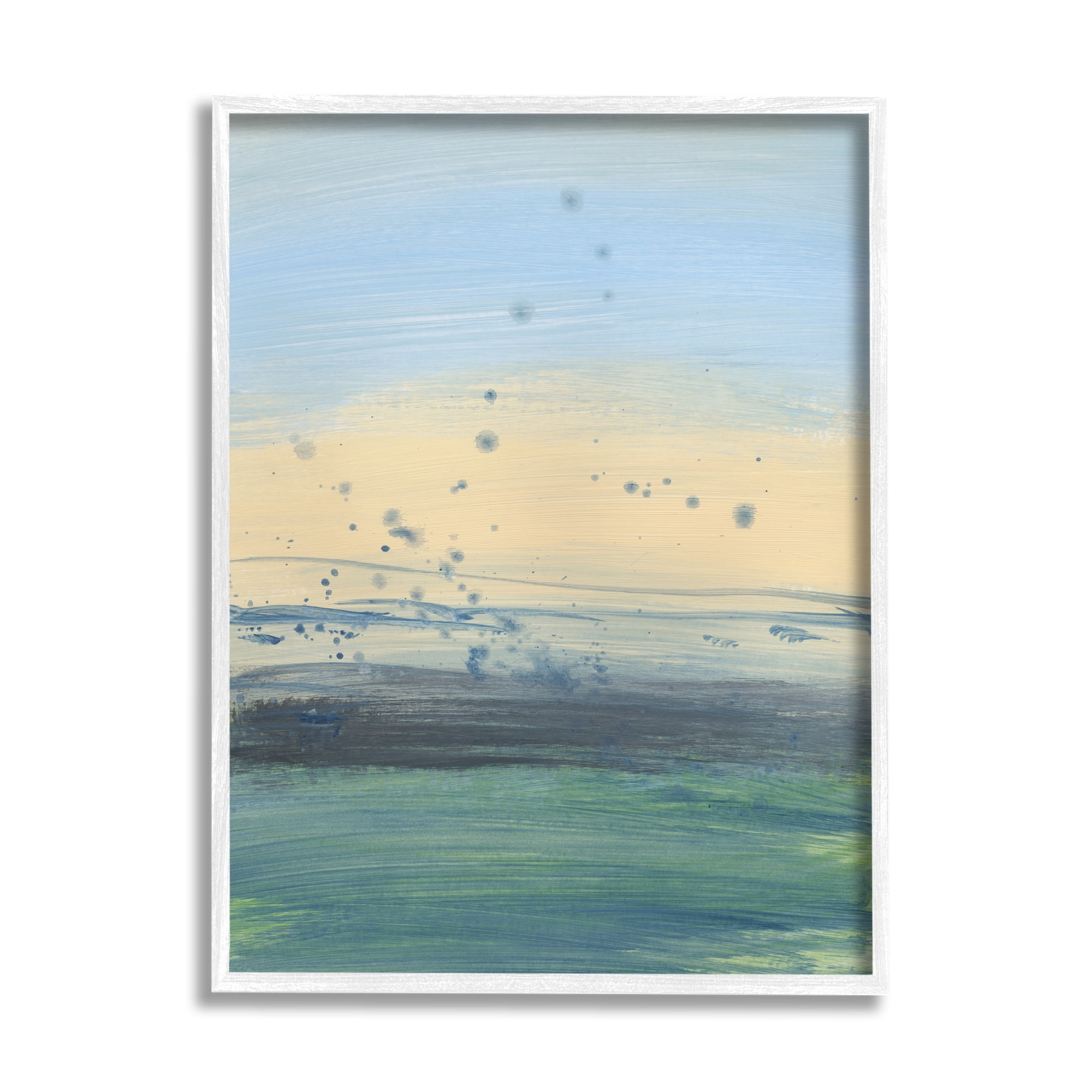 Stupell Industries Conceptual Yellow Ocean Sunset Blue Paint Splatter, 16 x 20, Designed by Bronwyn Baker